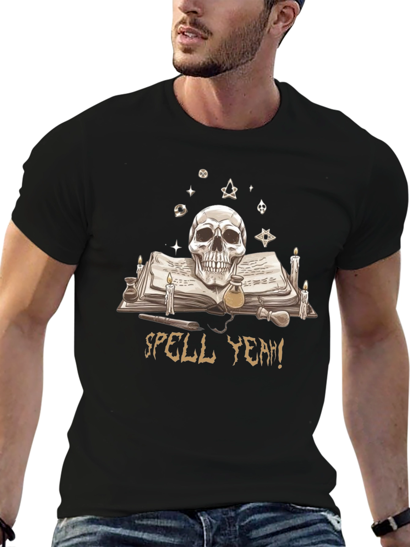 Skull & Spellbook Graphic T-Shirt - Dark Academia Style