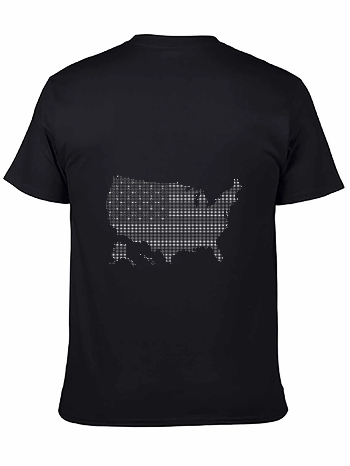 USA Flag Map Graphic Black T-Shirt