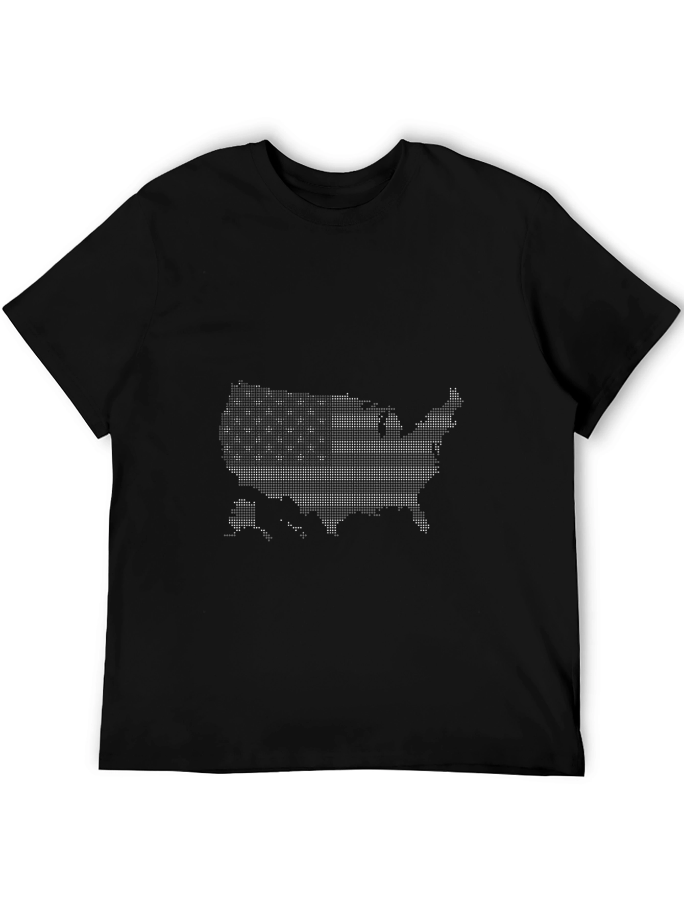 USA Flag Map Graphic Black T-Shirt
