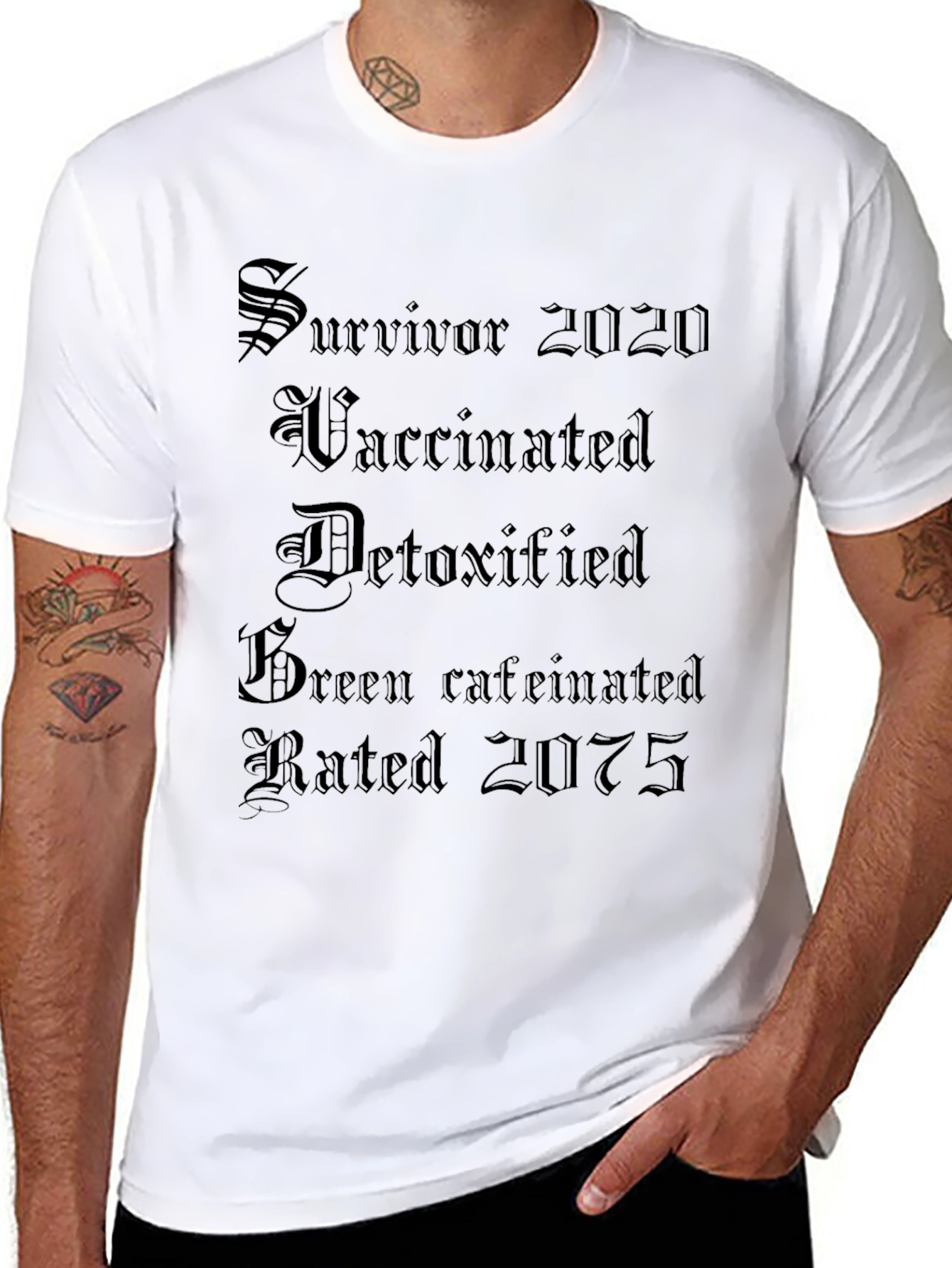 Survivor 2020 T-Shirt - Vaccinated Detoxified & Caffeinated