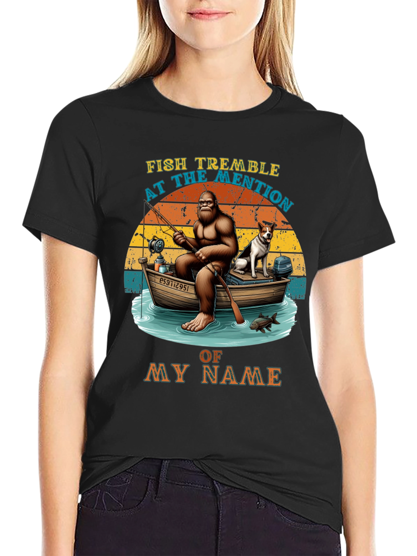 Fish Tremble Bigfoot Fishing T-Shirt