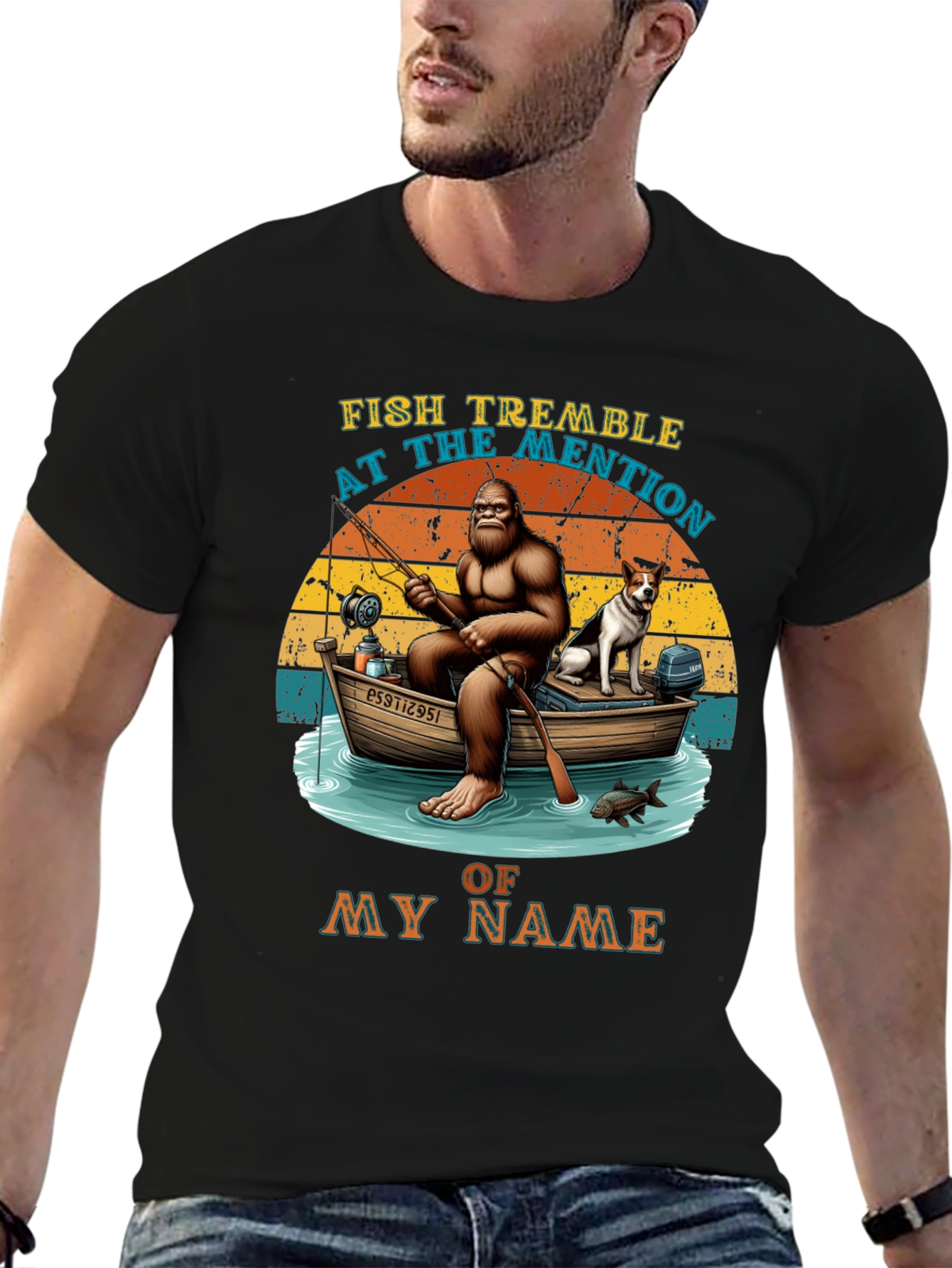 Fish Tremble Bigfoot Fishing T-Shirt