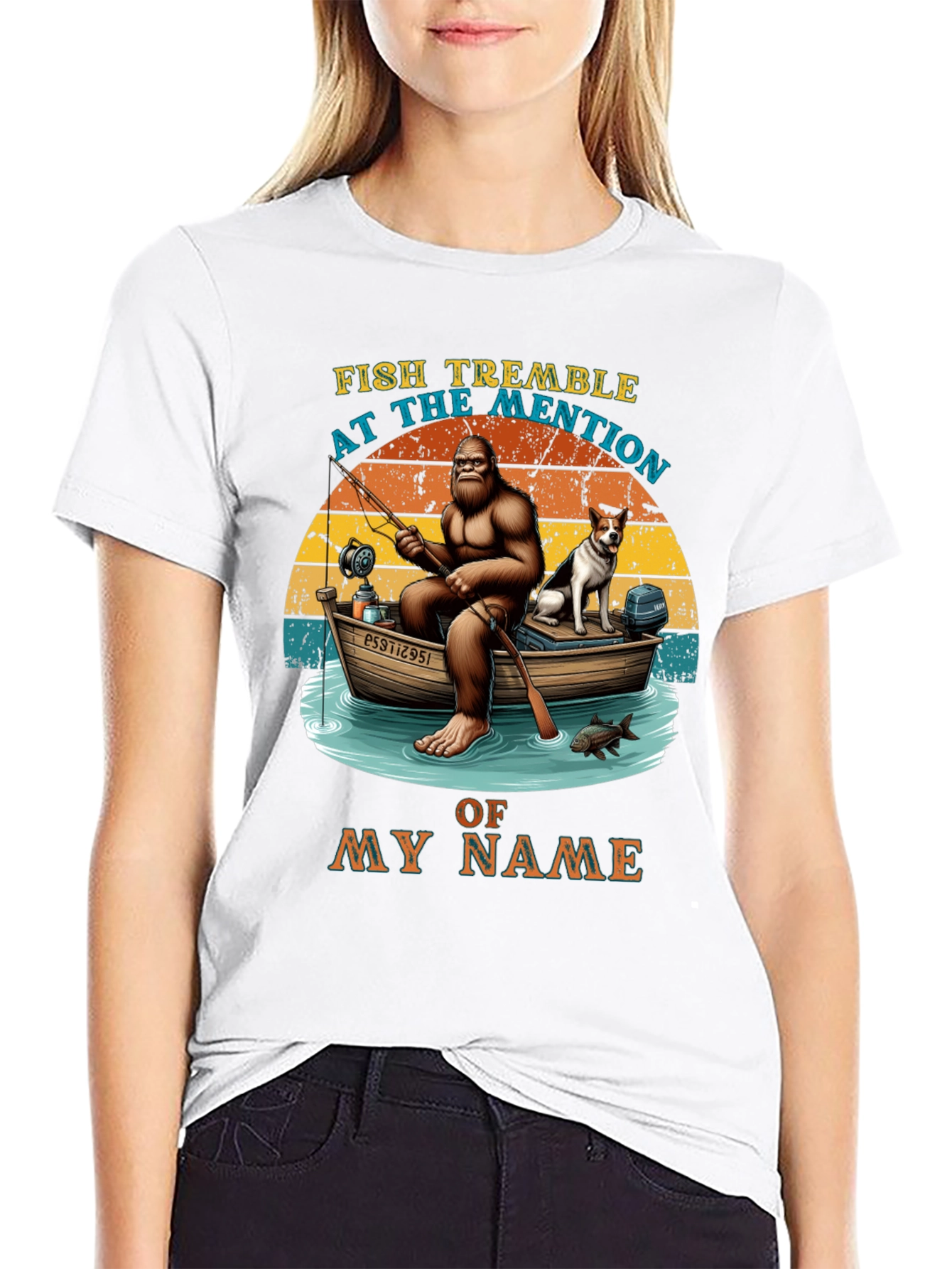 Fish Tremble Bigfoot Fishing T-Shirt