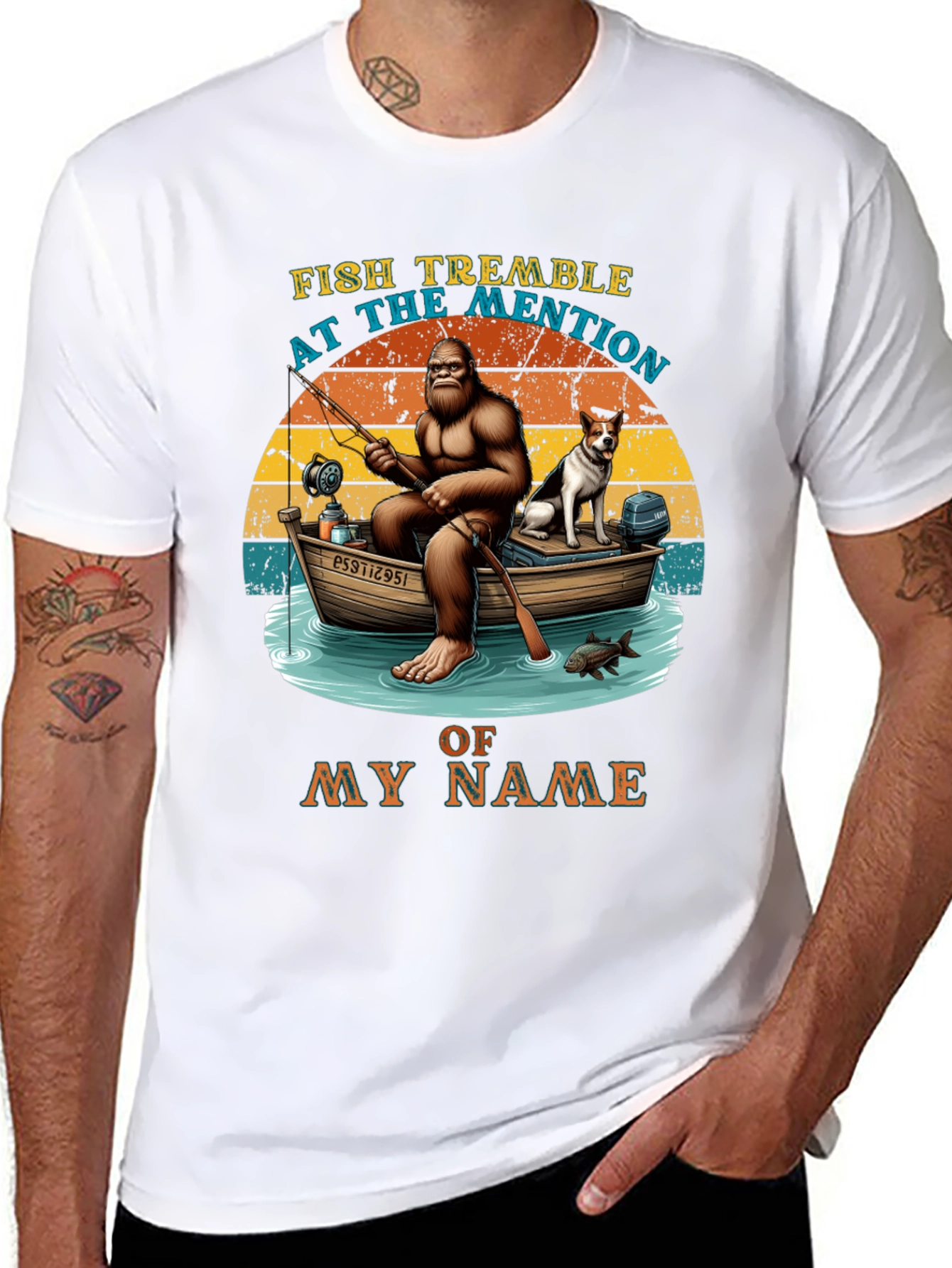 Fish Tremble Bigfoot Fishing T-Shirt