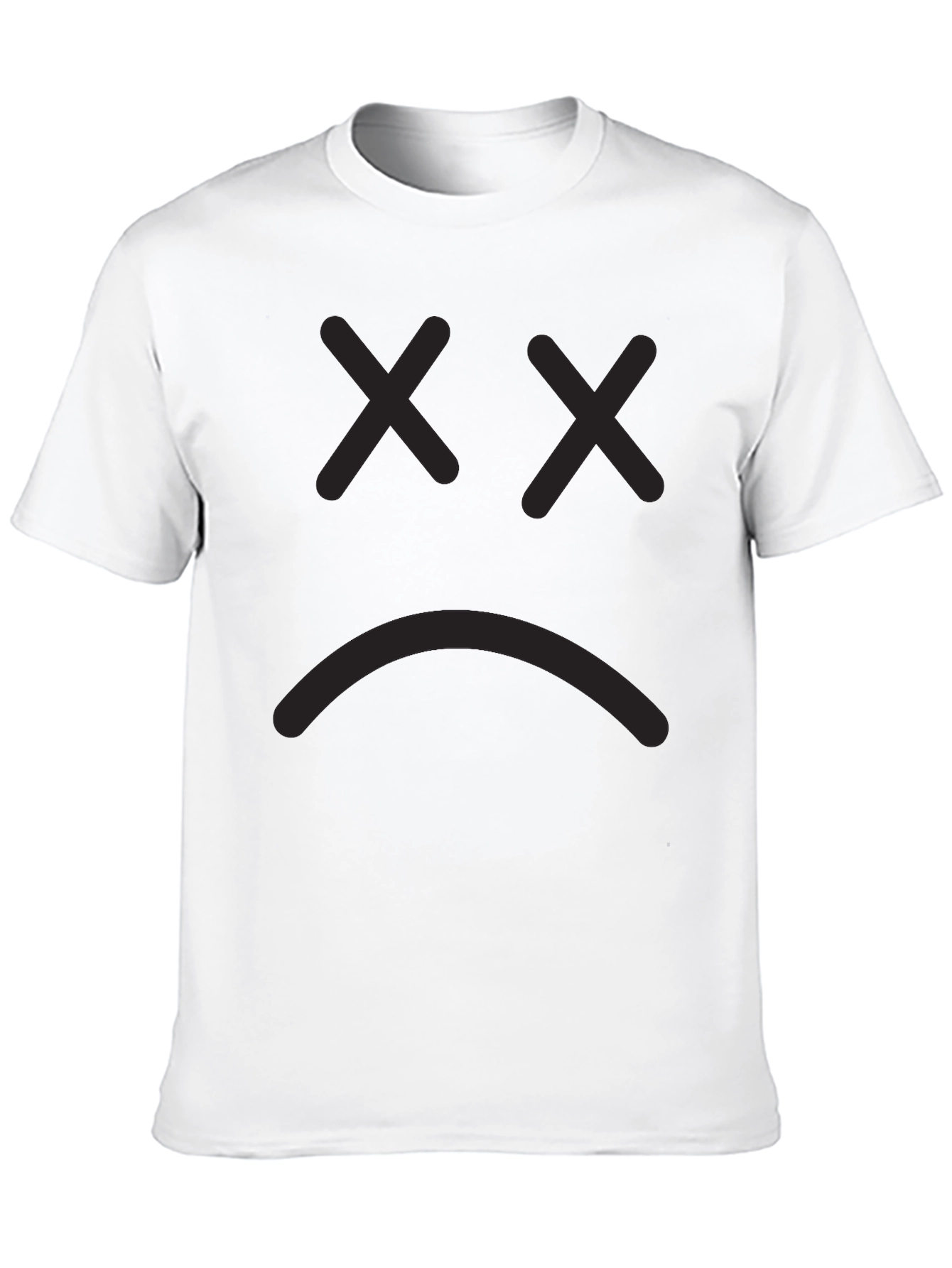 Sad Face Graphic Tee - Black Cotton T-Shirt