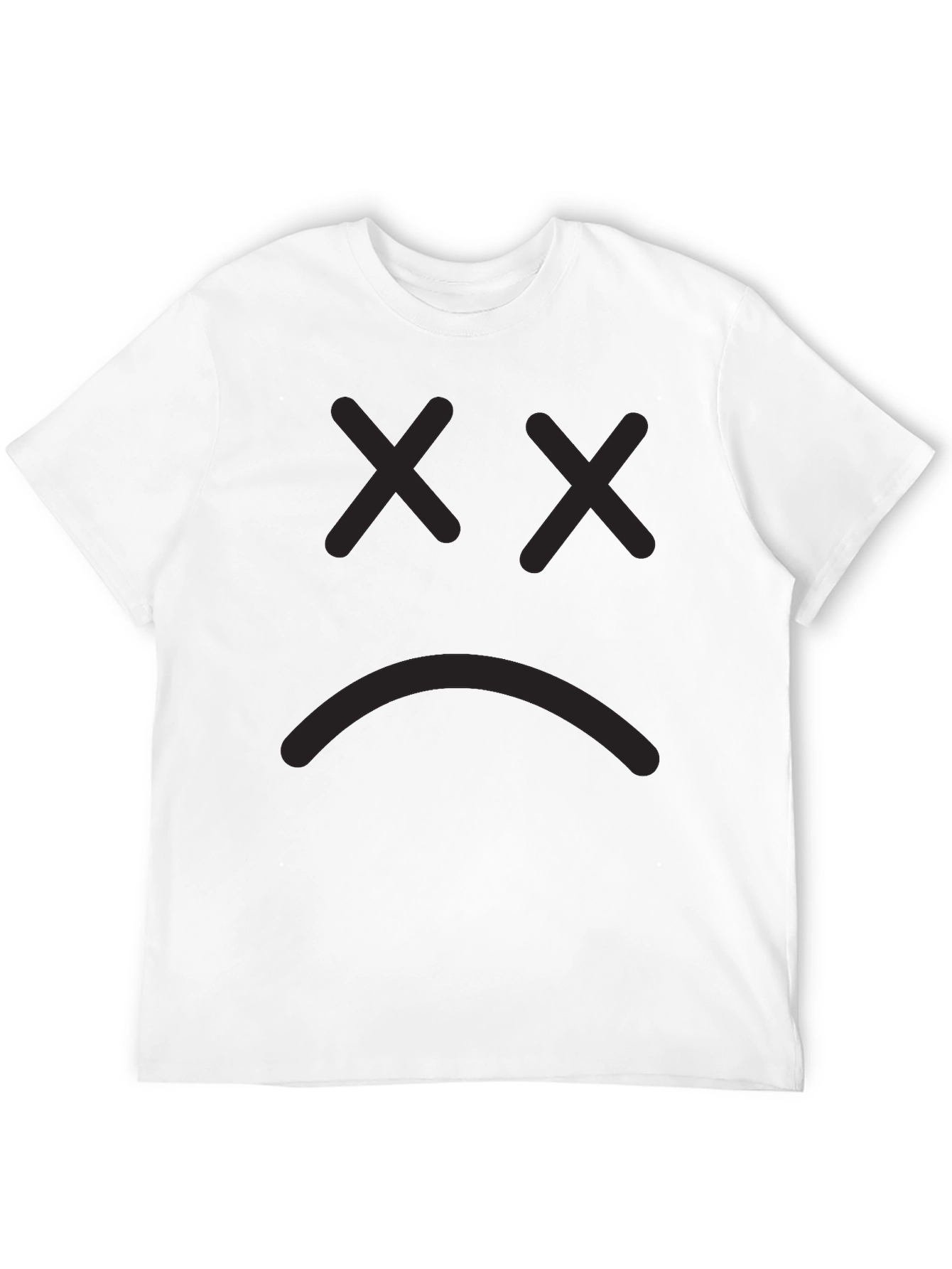 Sad Face Graphic Tee - Black Cotton T-Shirt