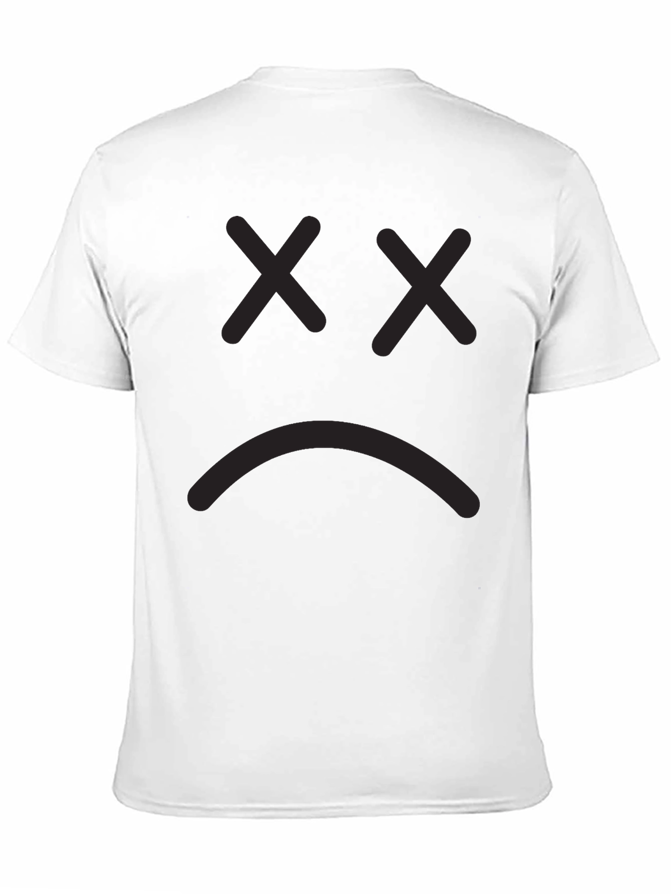 Sad Face Graphic Tee - Black Cotton T-Shirt