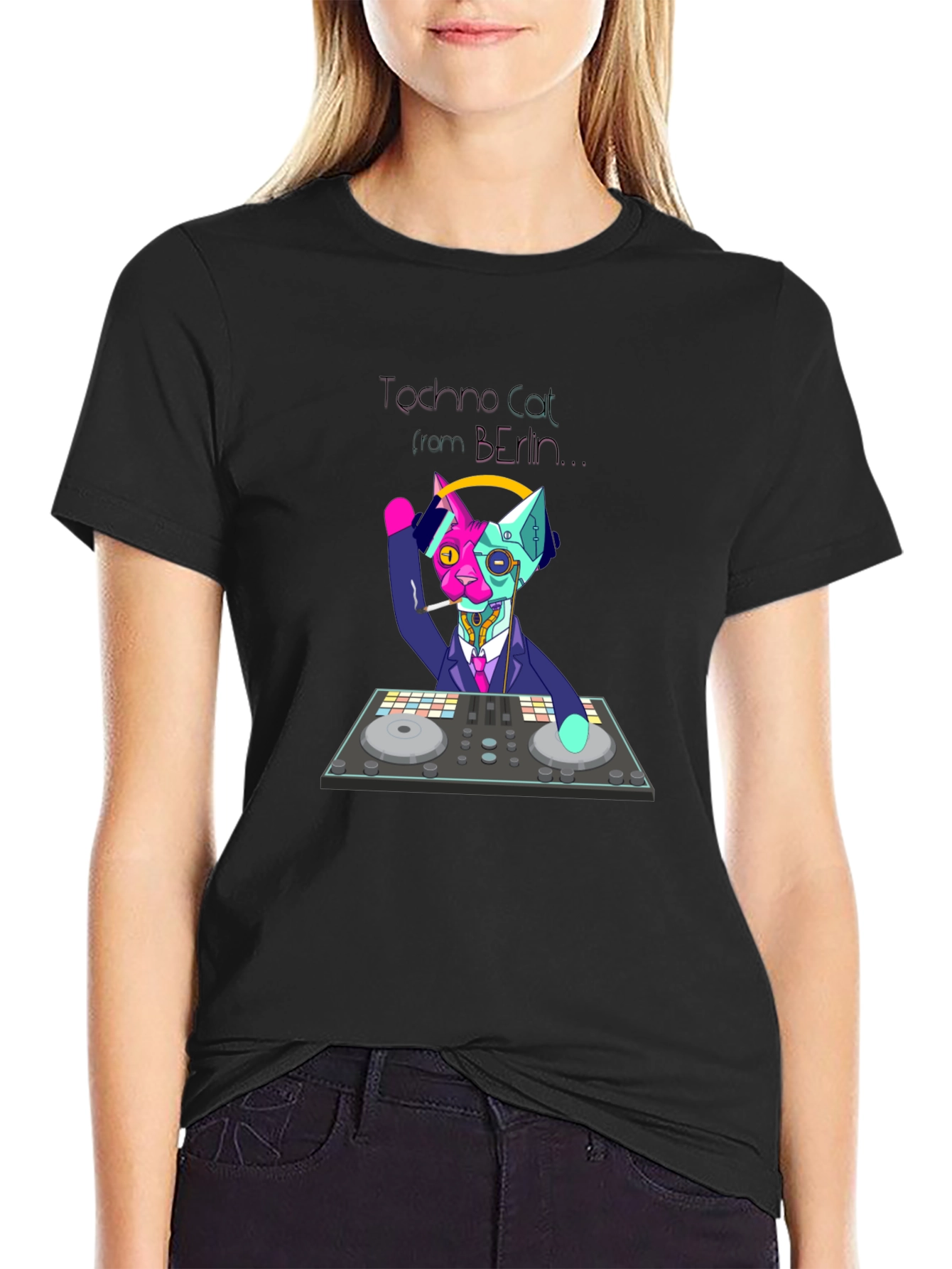 Techno Cat Berlin T-Shirt - DJ Cat Tee