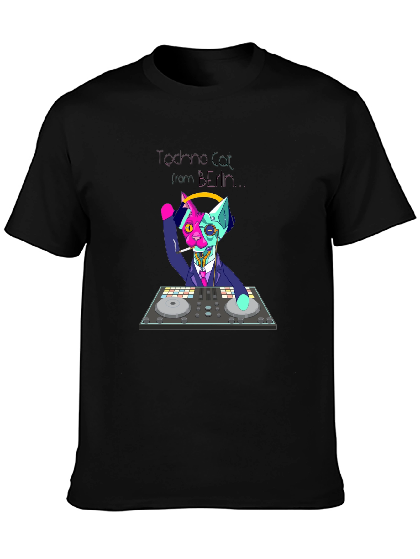 Techno Cat Berlin T-Shirt - DJ Cat Tee