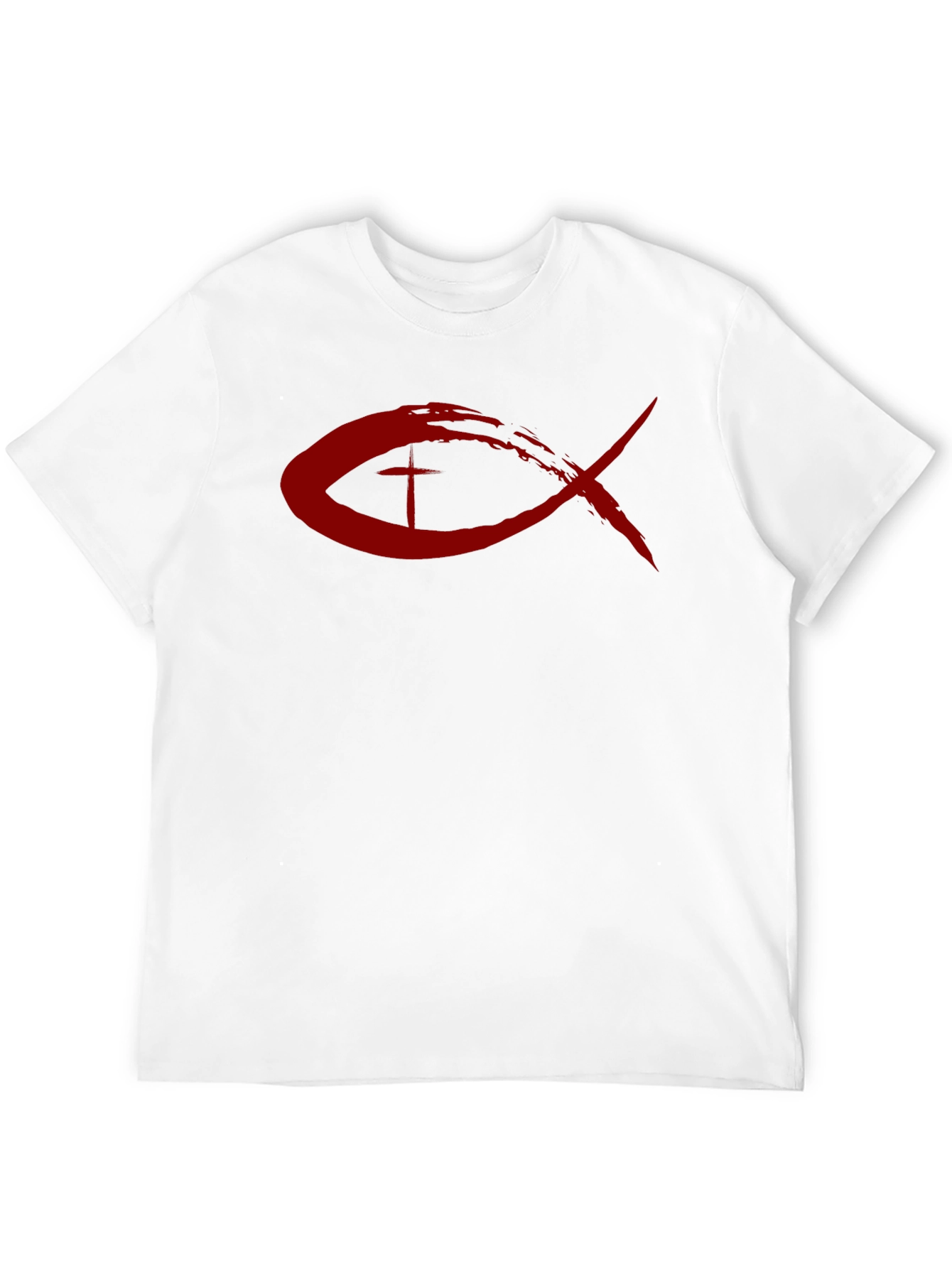 Christian Fish Symbol T-Shirt - Red Design