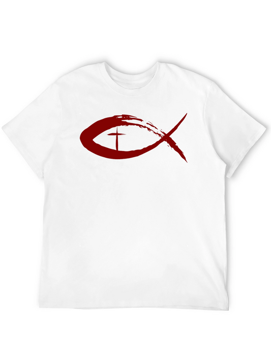Christian Fish Symbol T-Shirt - Red Design