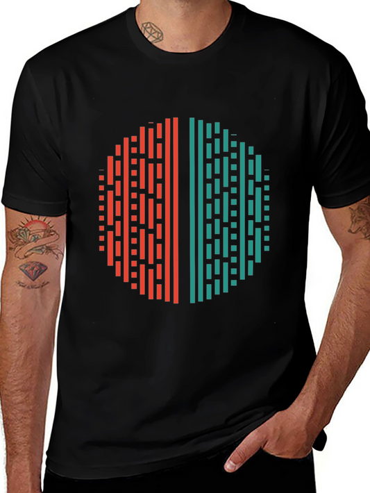 Modern Geometric Circle Graphic Tee - Black