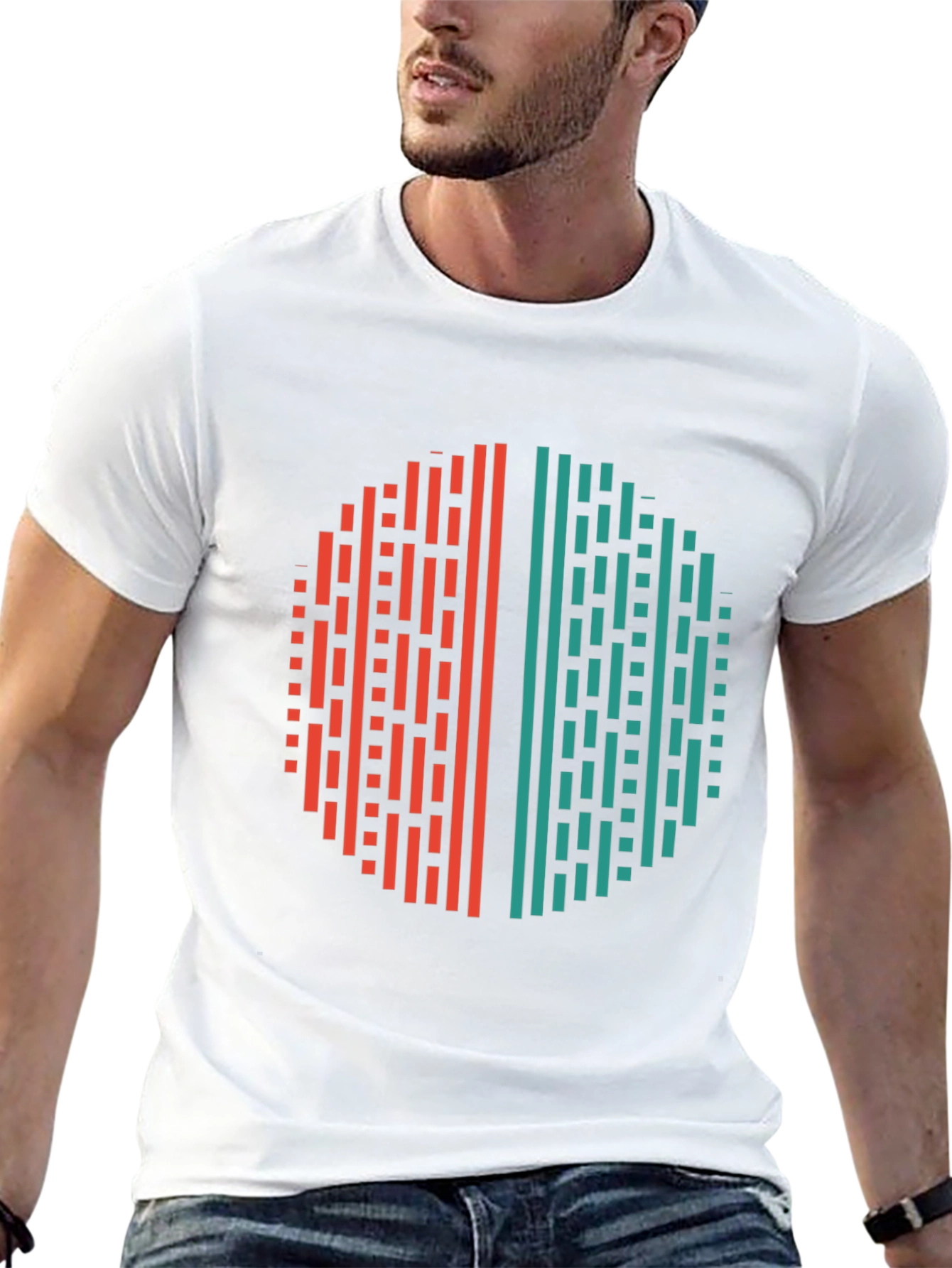 Modern Geometric Circle Graphic Tee - Black