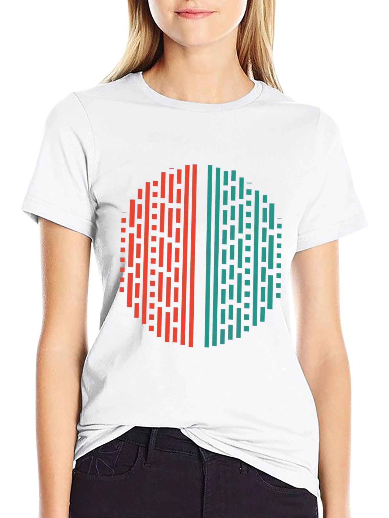 Modern Geometric Circle Graphic Tee - Black