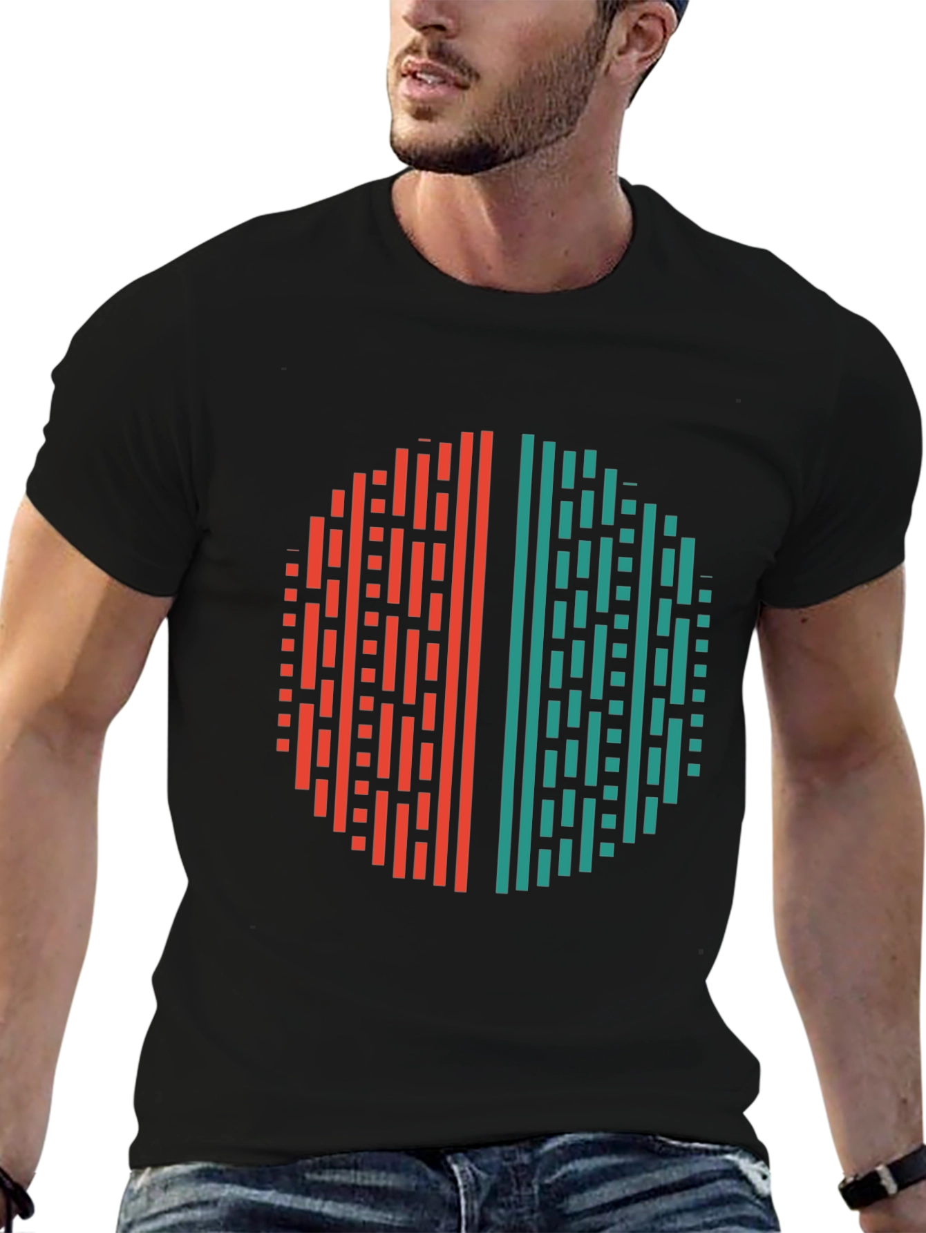 Modern Geometric Circle Graphic Tee - Black
