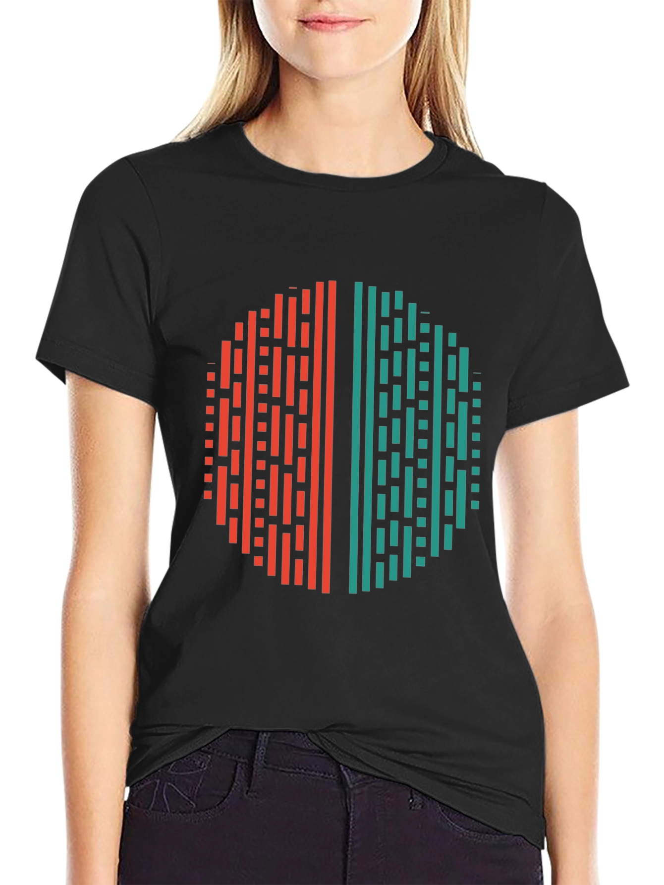 Modern Geometric Circle Graphic Tee - Black