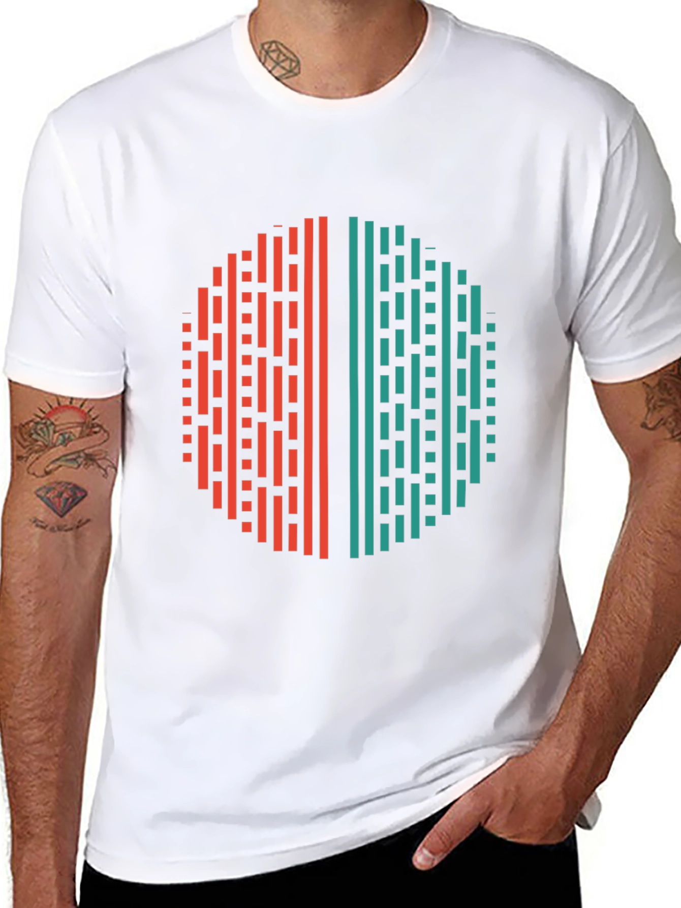 Modern Geometric Circle Graphic Tee - Black