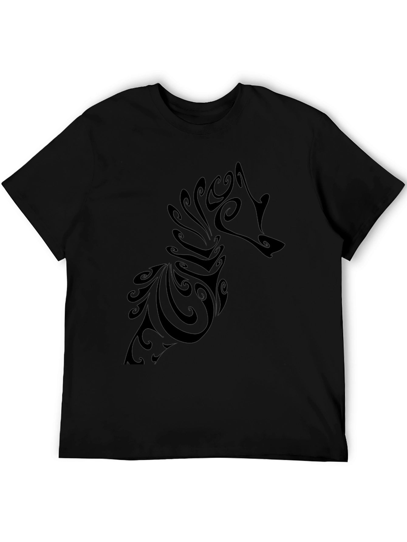 Abstract Wolf Graphic Tee - Mens Black T-Shirt