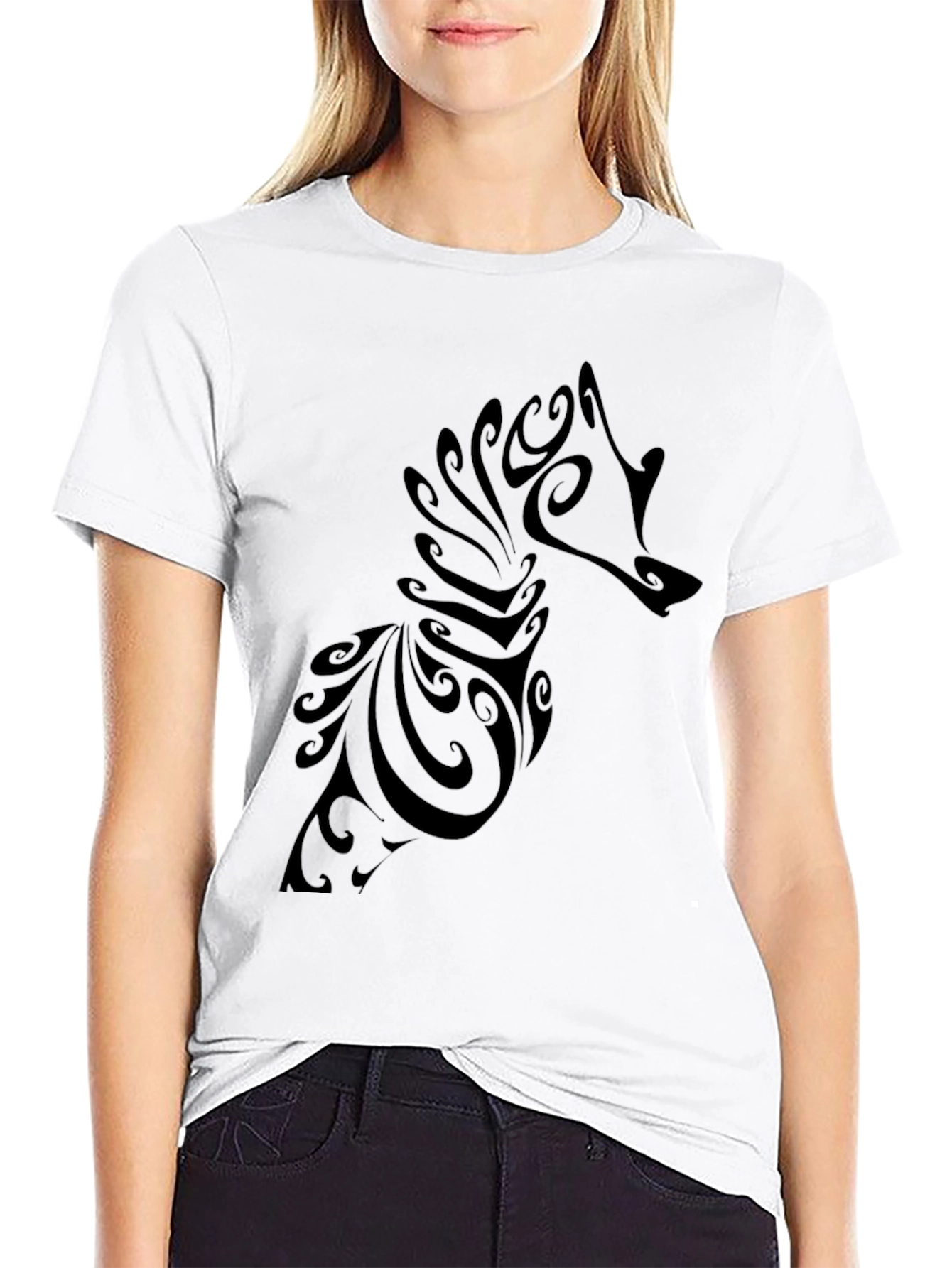 Abstract Wolf Graphic Tee - Mens Black T-Shirt