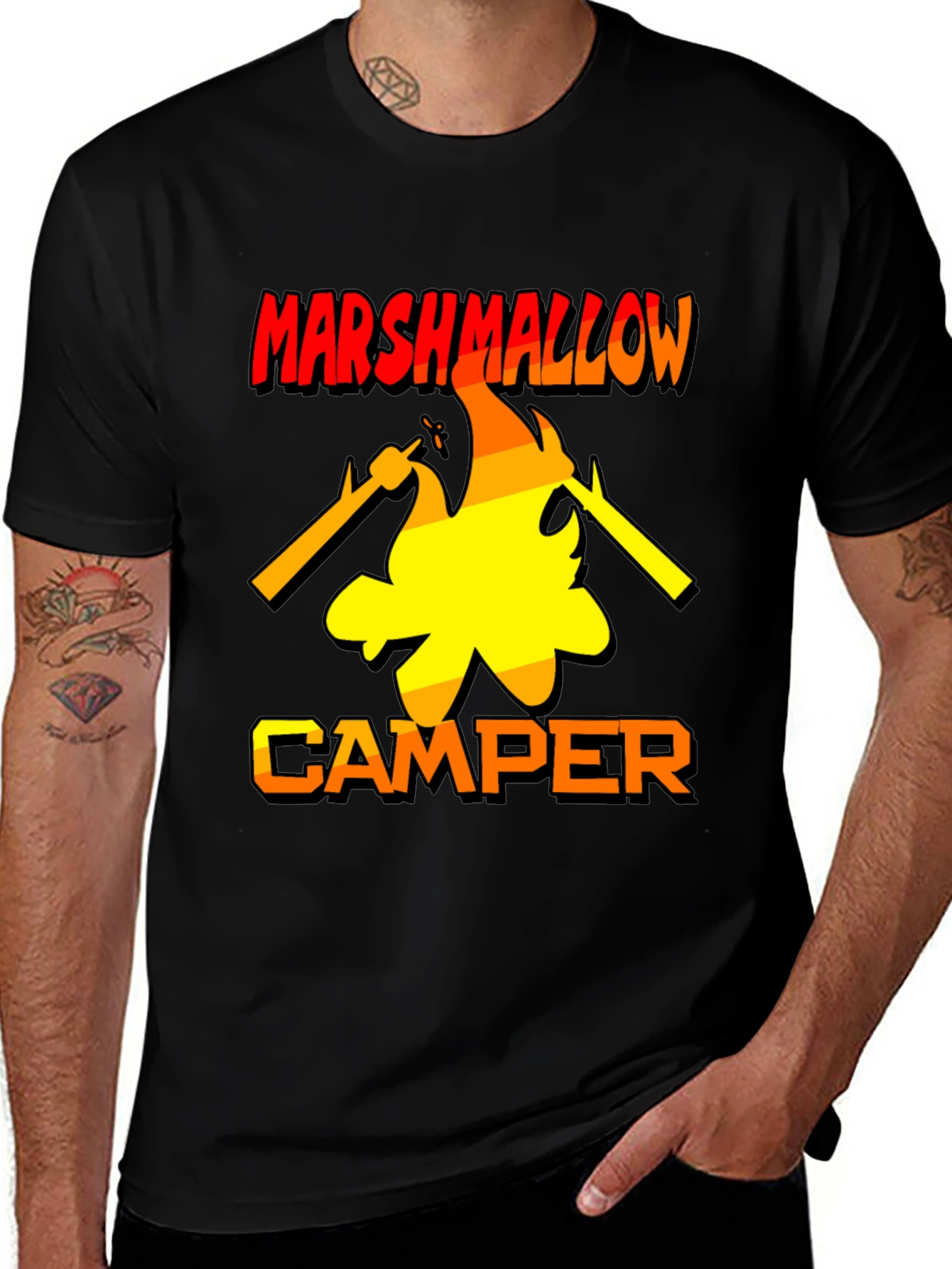 Marshmallow Camper T-Shirt - Bonfire Camping Tee