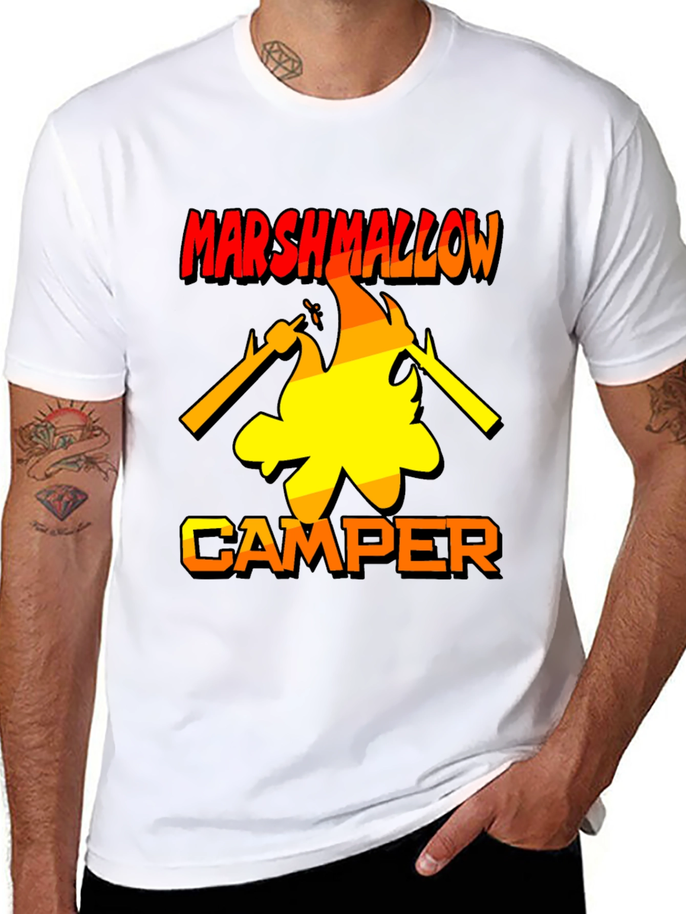 Marshmallow Camper T-Shirt - Bonfire Camping Tee