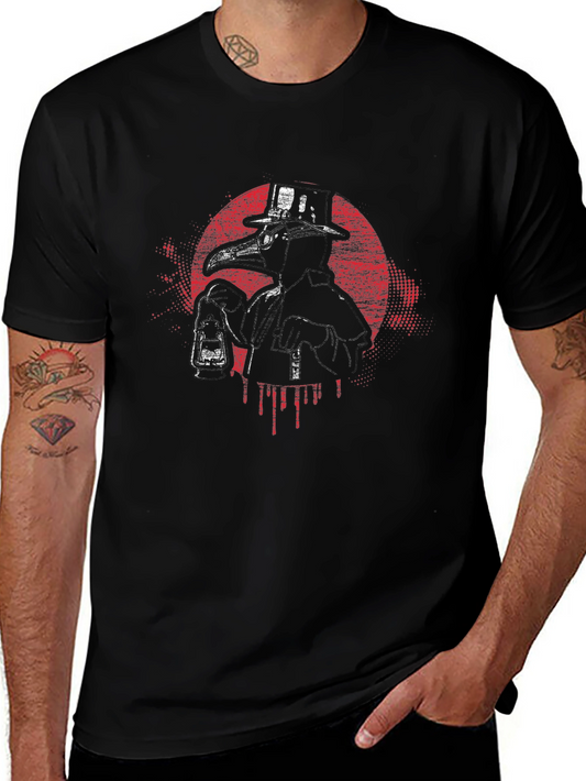 Plague Doctor Graphic Tee - Black Cotton Blend T-Shirt