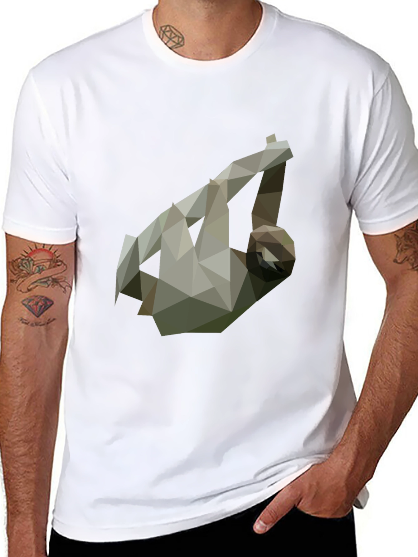 Geometric Sloth Tee - Modern Graphic Print
