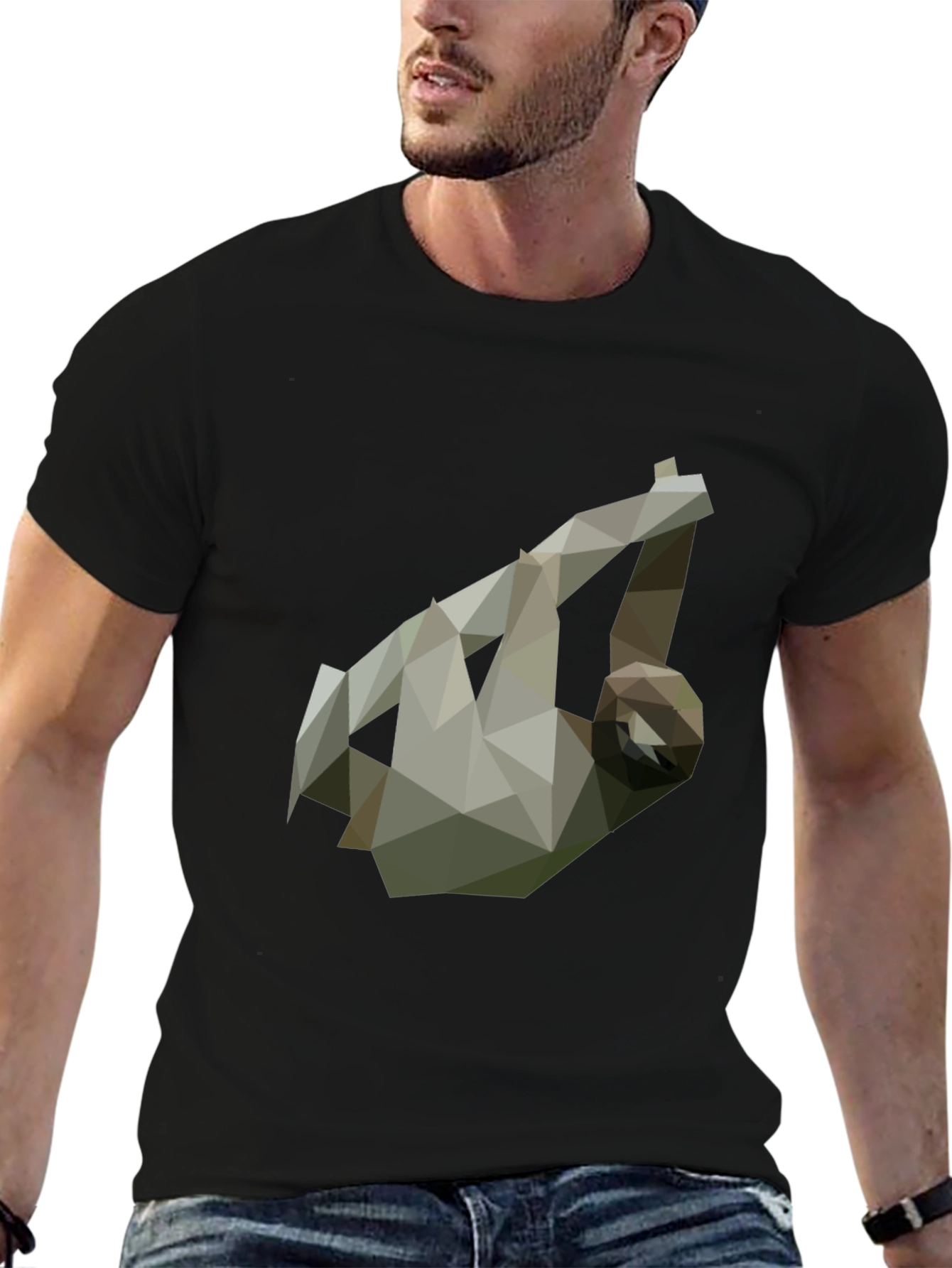 Geometric Sloth Tee - Modern Graphic Print