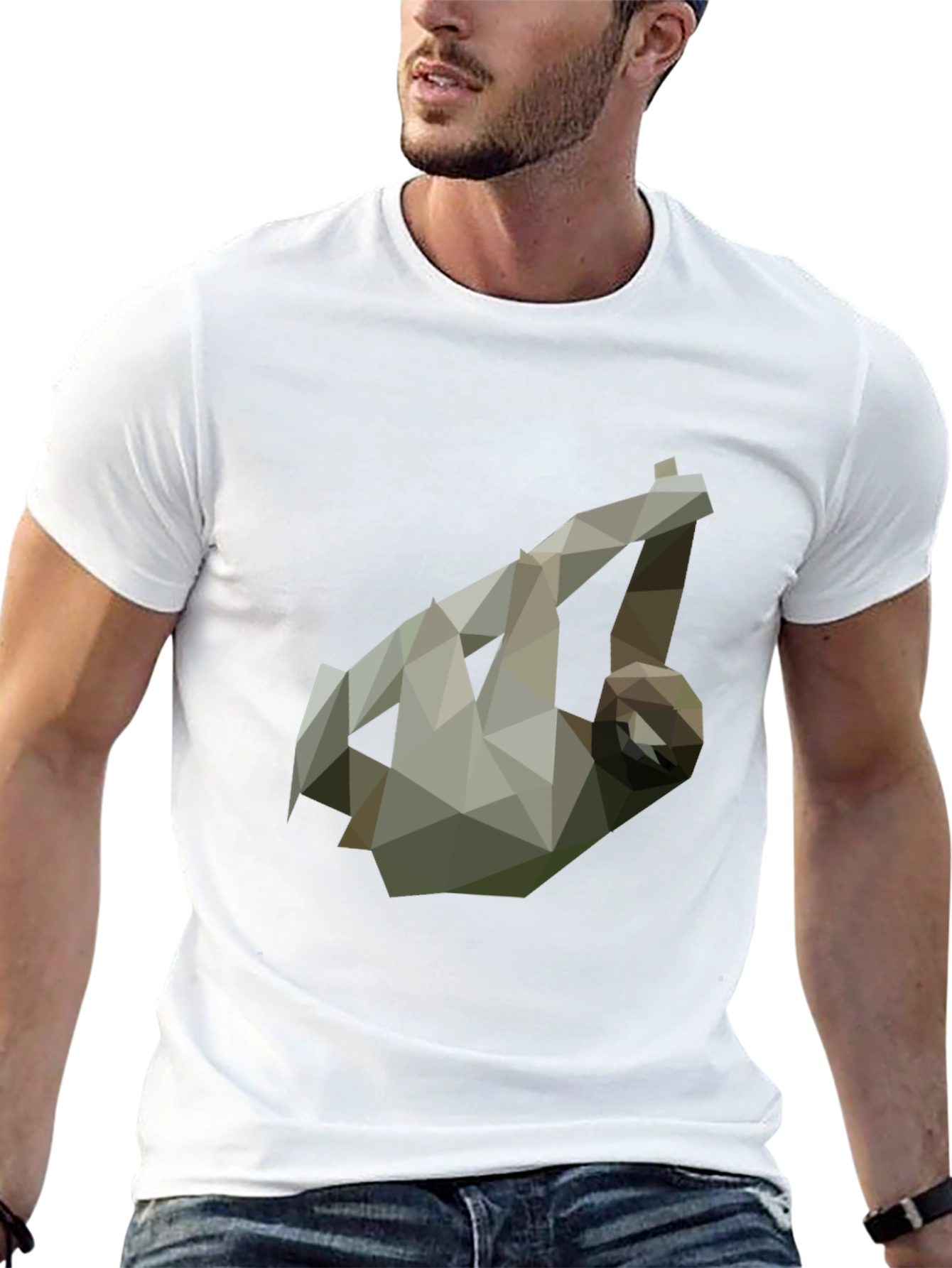 Geometric Sloth Tee - Modern Graphic Print