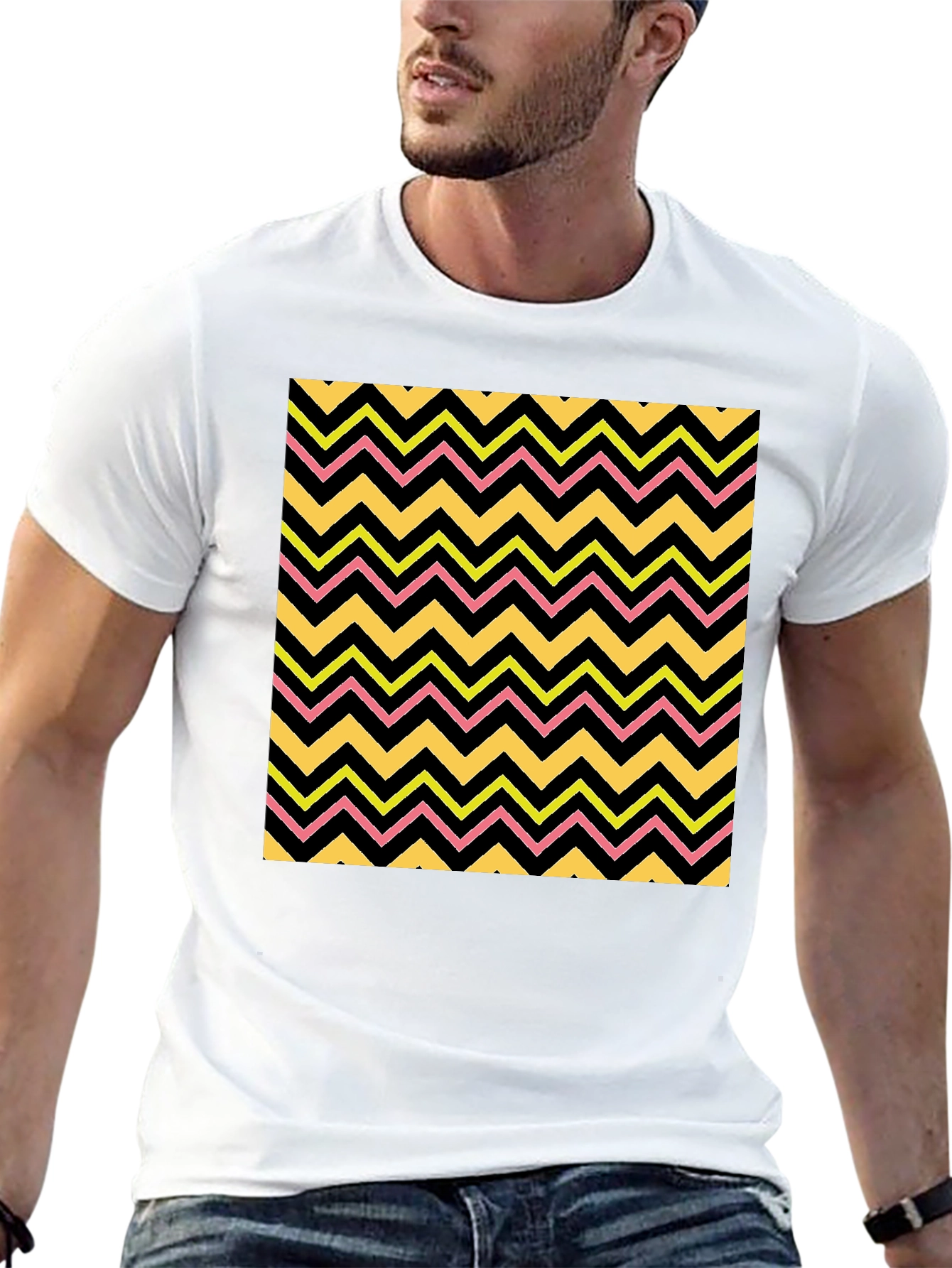 Zigzag Print T-Shirt - Funky Pattern Tee