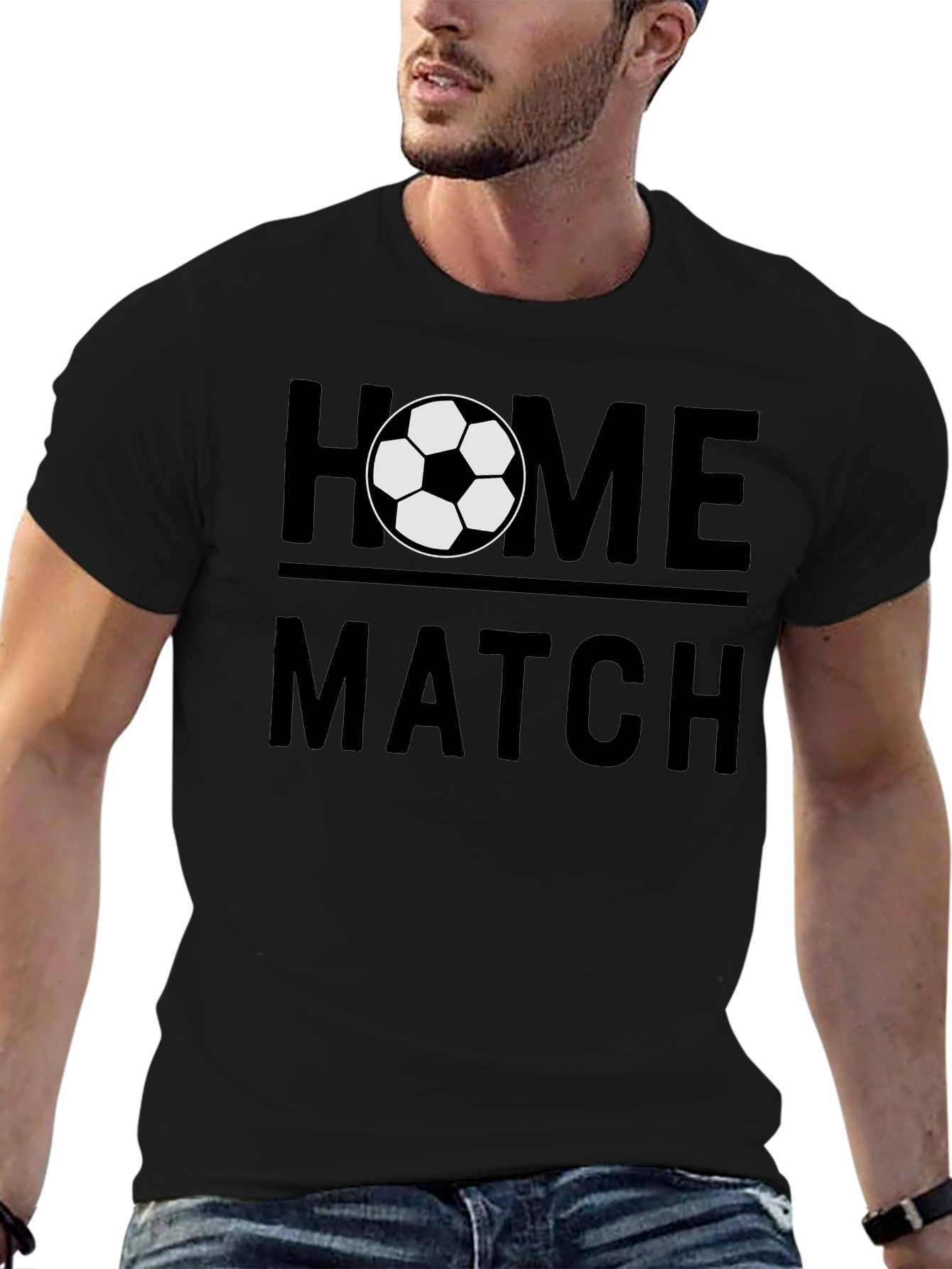 Home Match Soccer T-Shirt - Black Graphic Tee