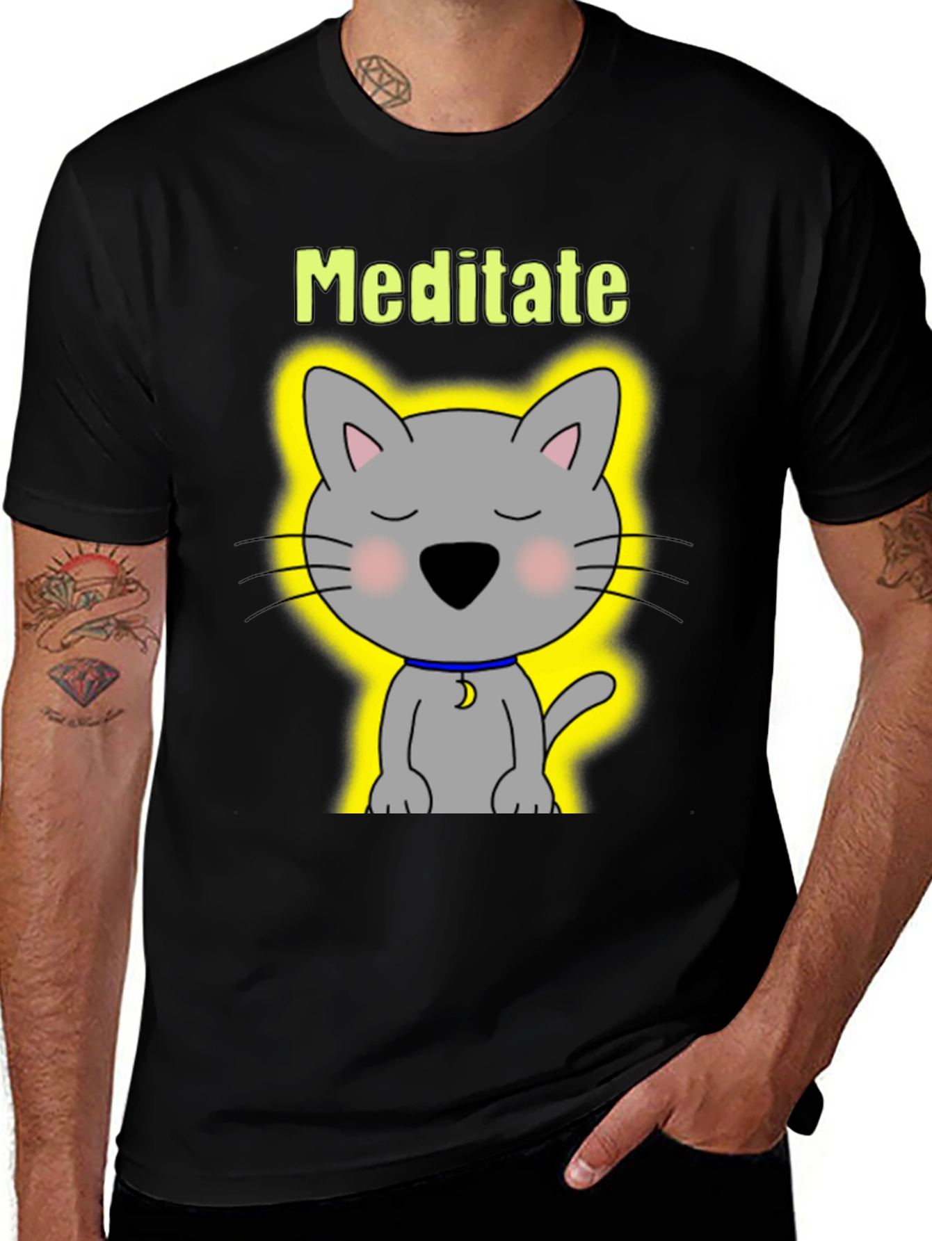 Meditate Cat T-Shirt - Zen Kitten Tee