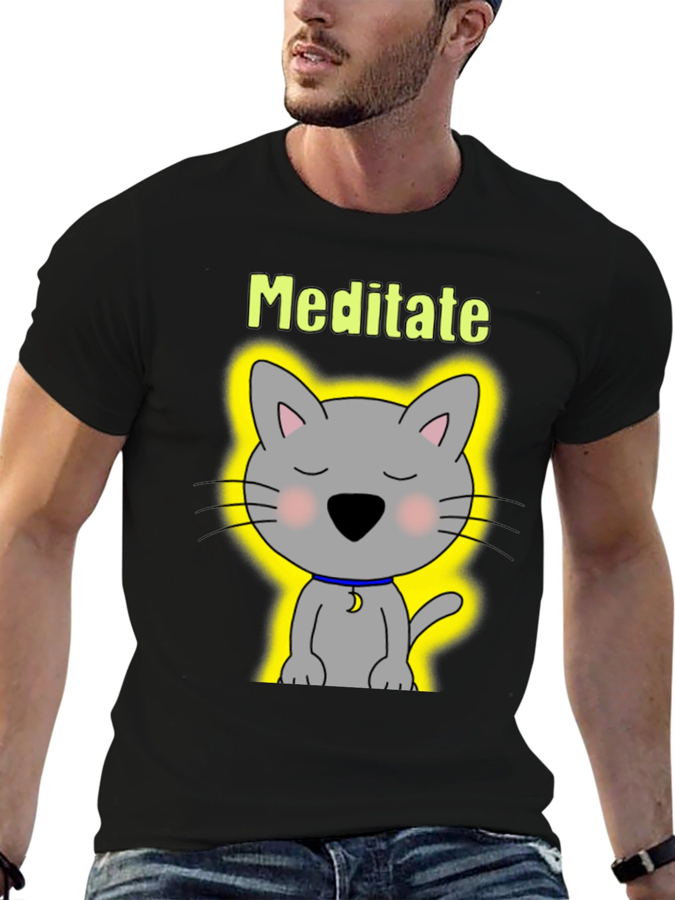 Meditate Cat T-Shirt - Zen Kitten Tee