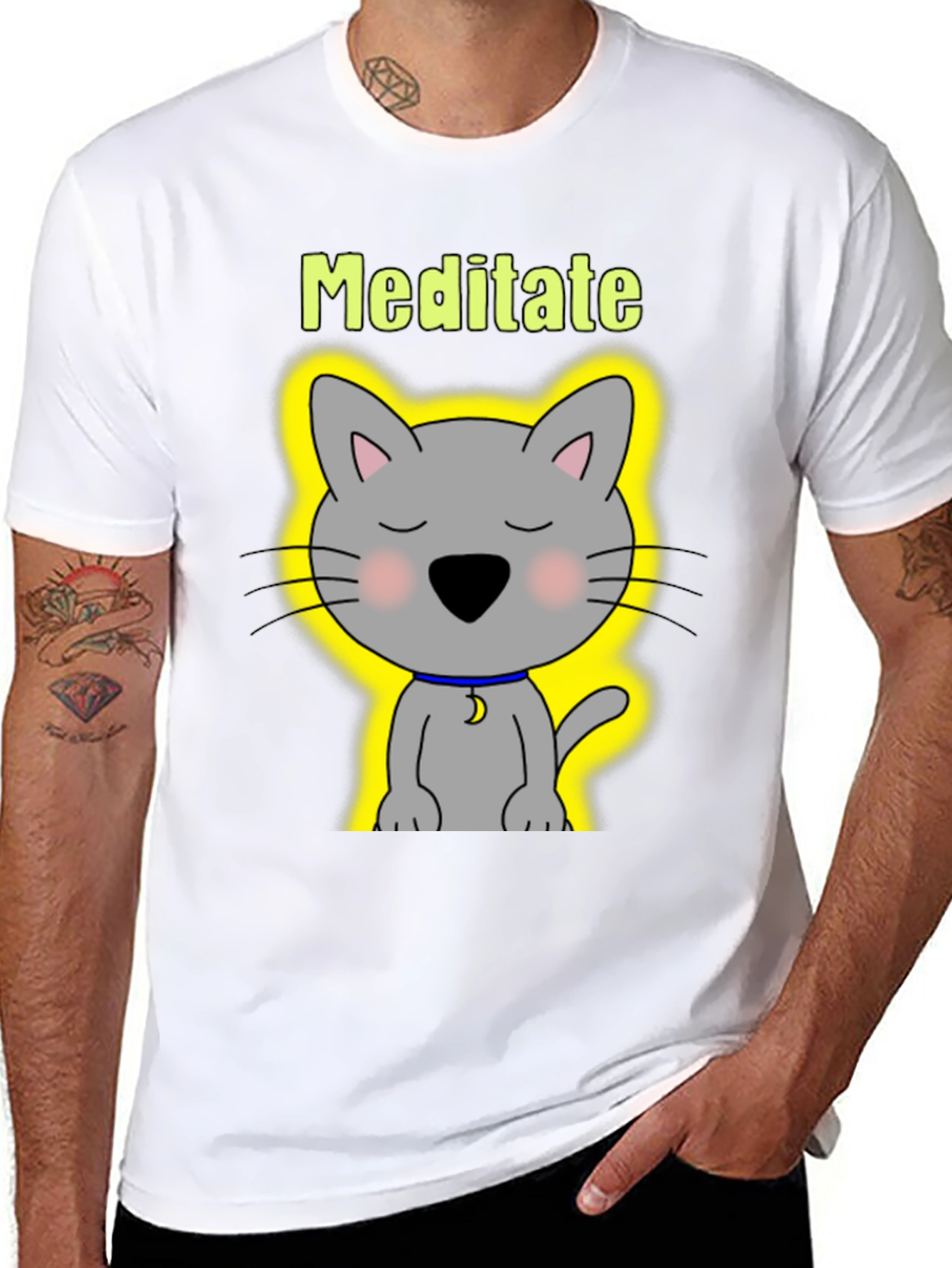 Meditate Cat T-Shirt - Zen Kitten Tee