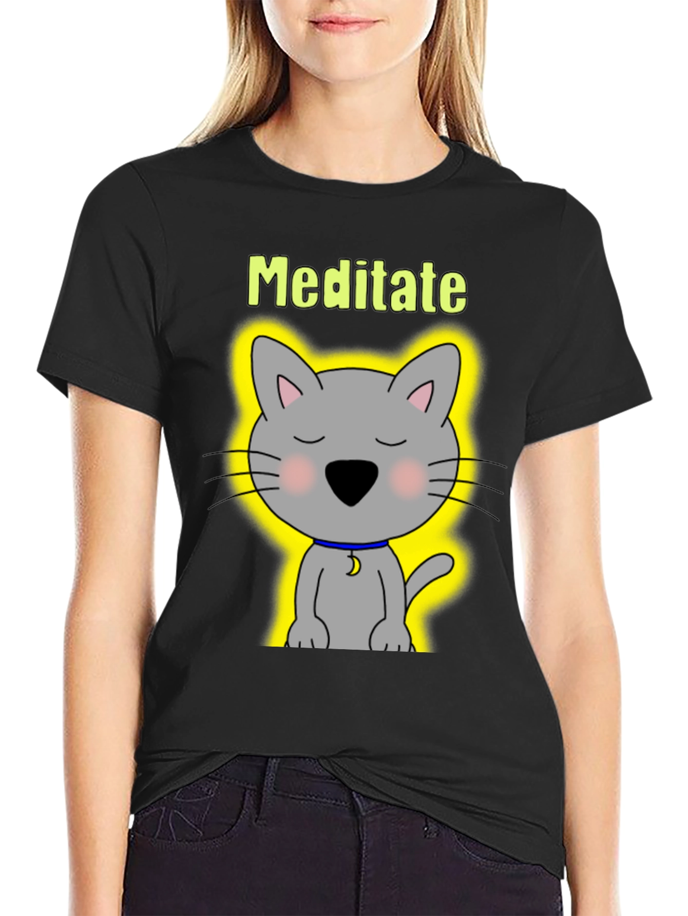 Meditate Cat T-Shirt - Zen Kitten Tee