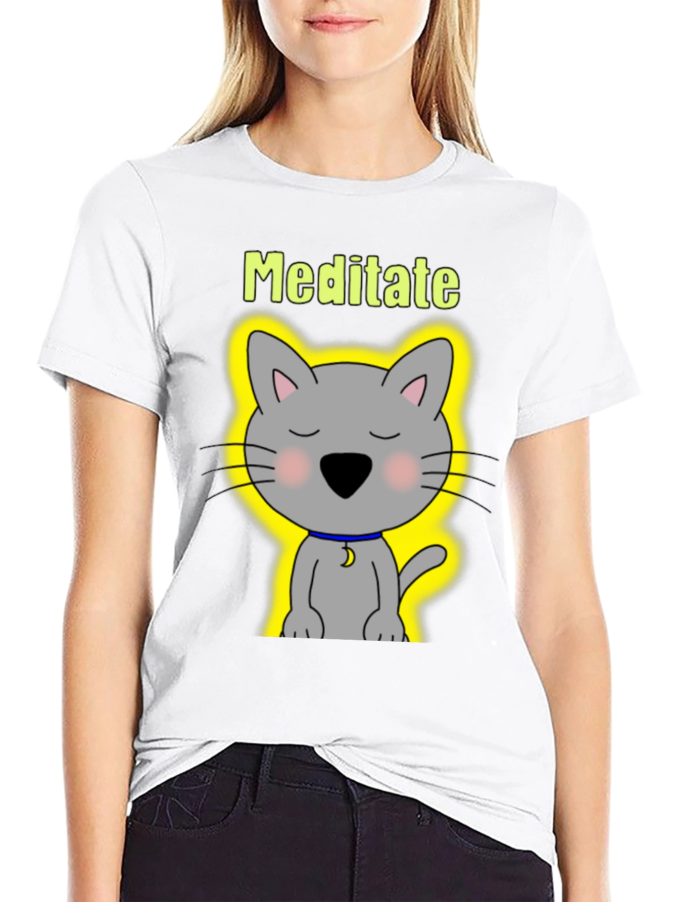 Meditate Cat T-Shirt - Zen Kitten Tee