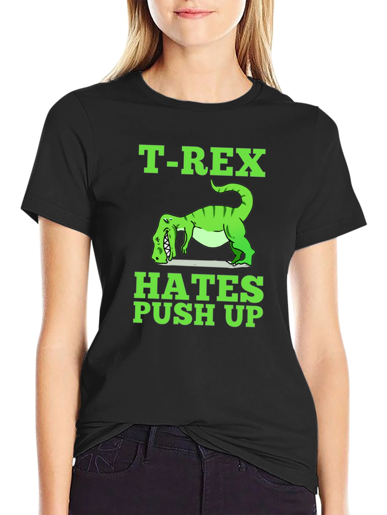 T-Rex Hates Push Ups Funny Graphic Tee