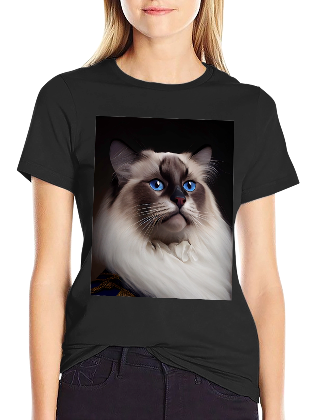 Regal Cat Graphic Tee - Royal Feline Fashion