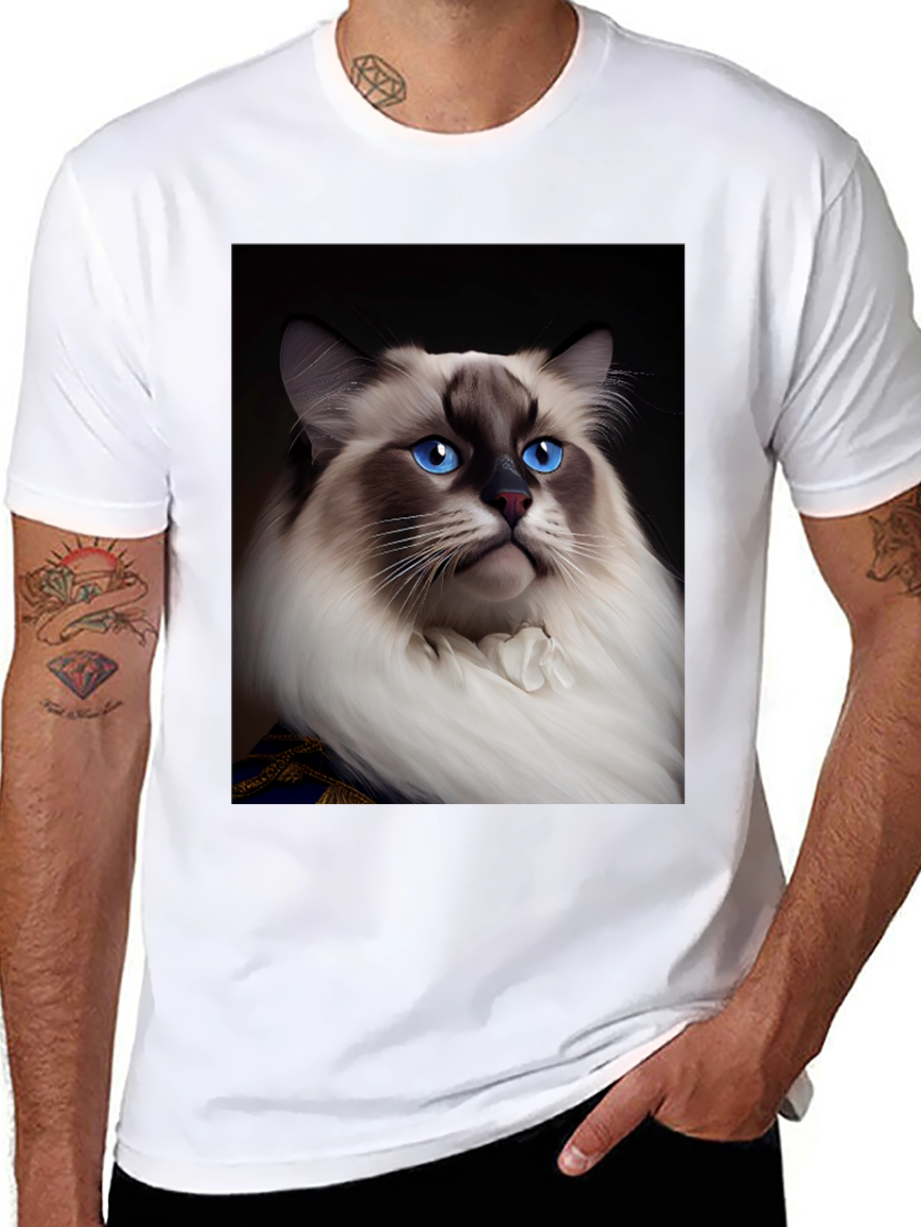 Regal Cat Graphic Tee - Royal Feline Fashion