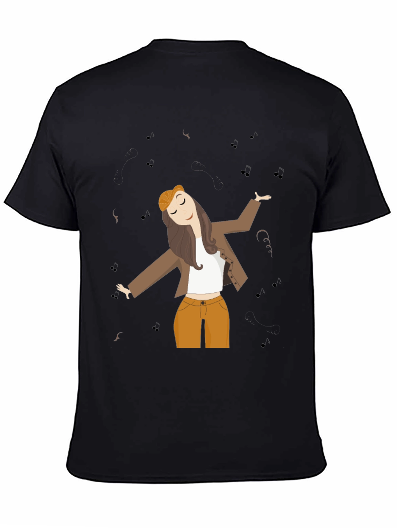 Dancing Woman Graphic Tee - Black Cotton Comfort