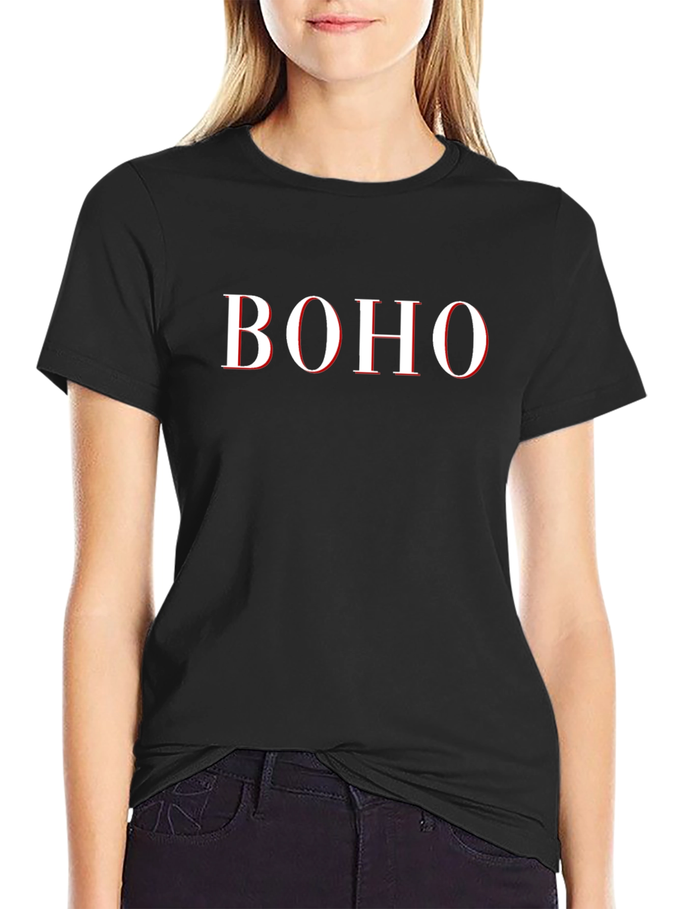 Boho Graphic Tee - Black Casual T-Shirt