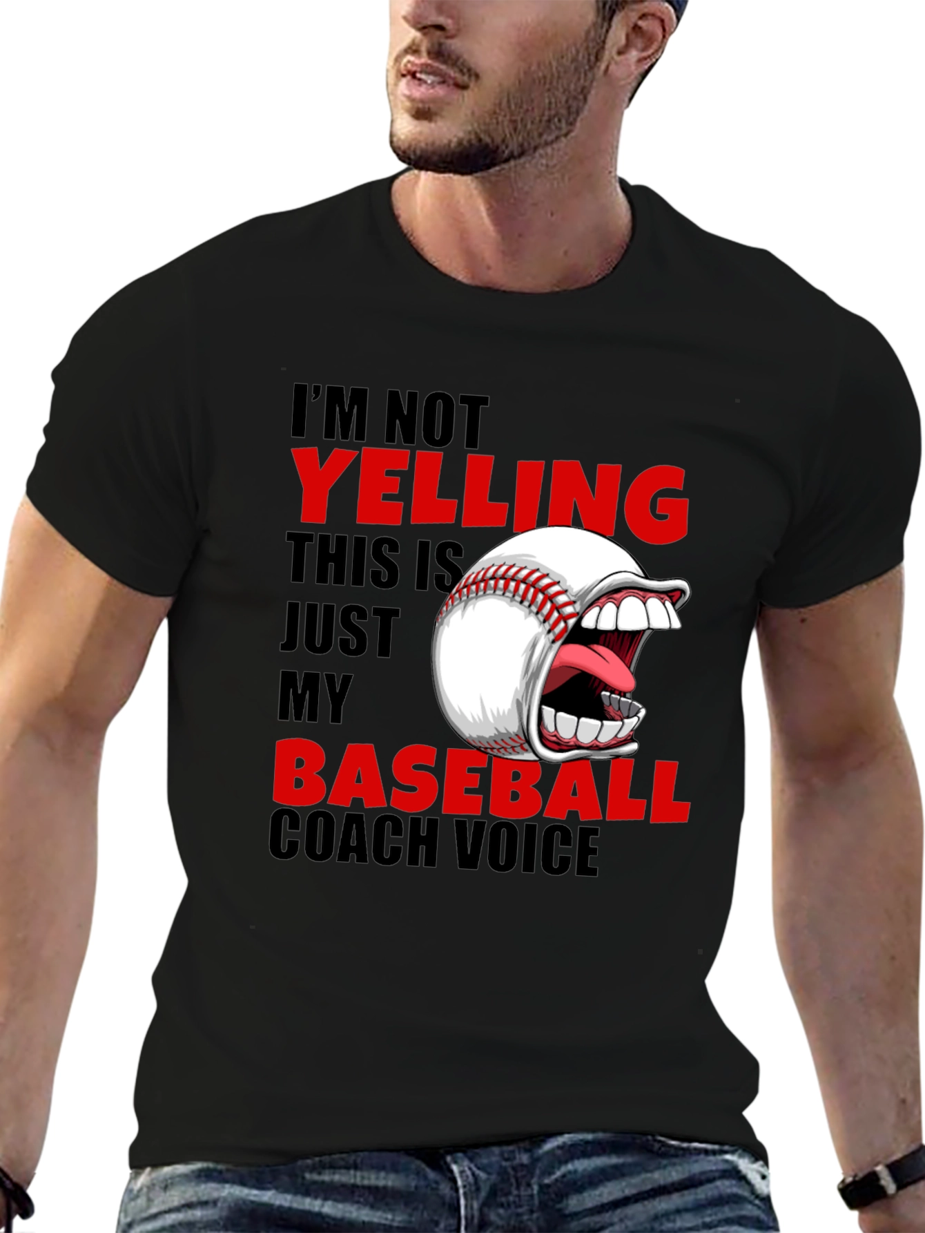 Baseball Coach T-Shirt - Im Not Yelling