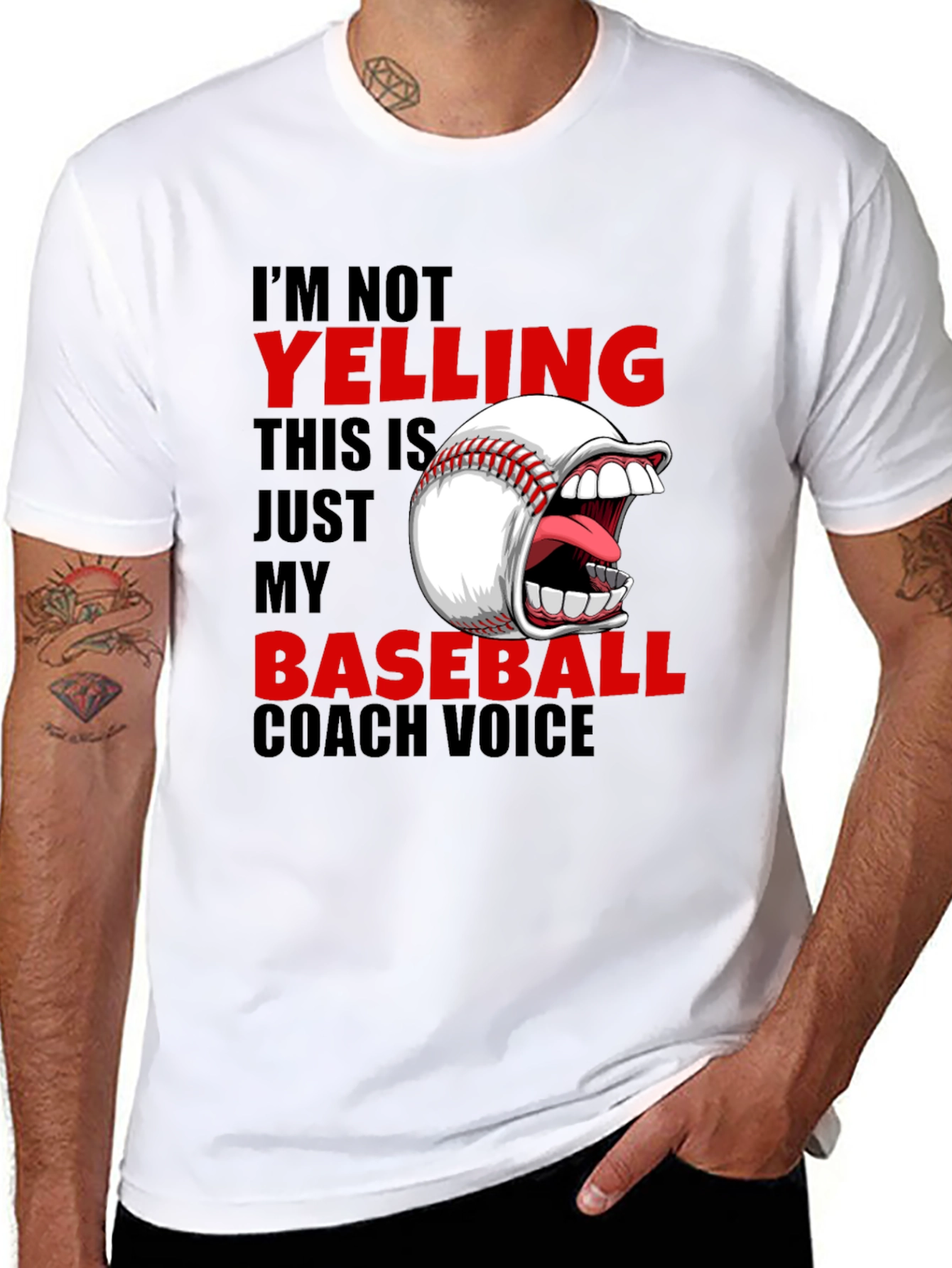 Baseball Coach T-Shirt - Im Not Yelling