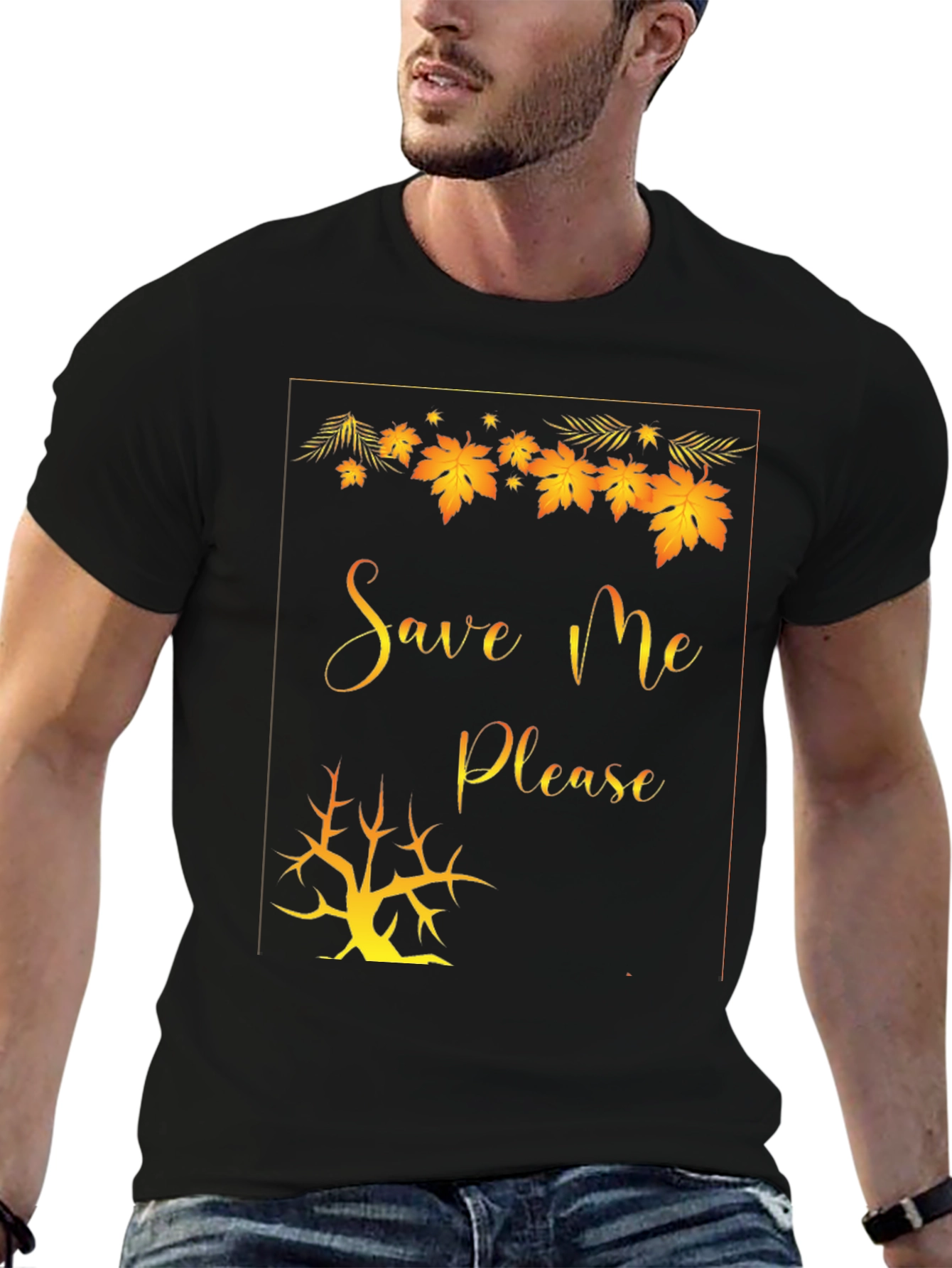 Save Me Please Graphic Tee - Black Cotton T-Shirt