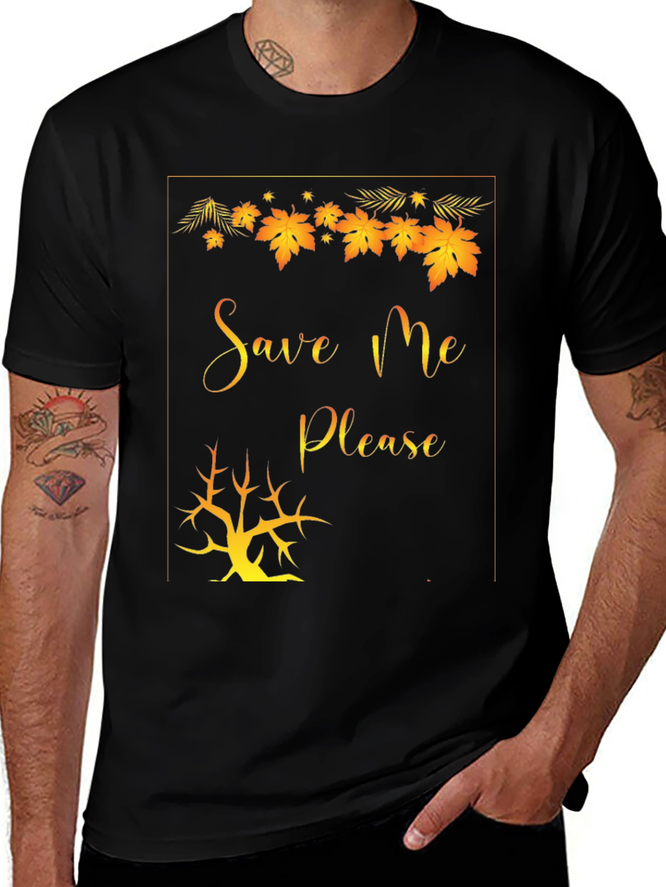 Save Me Please Graphic Tee - Black Cotton T-Shirt