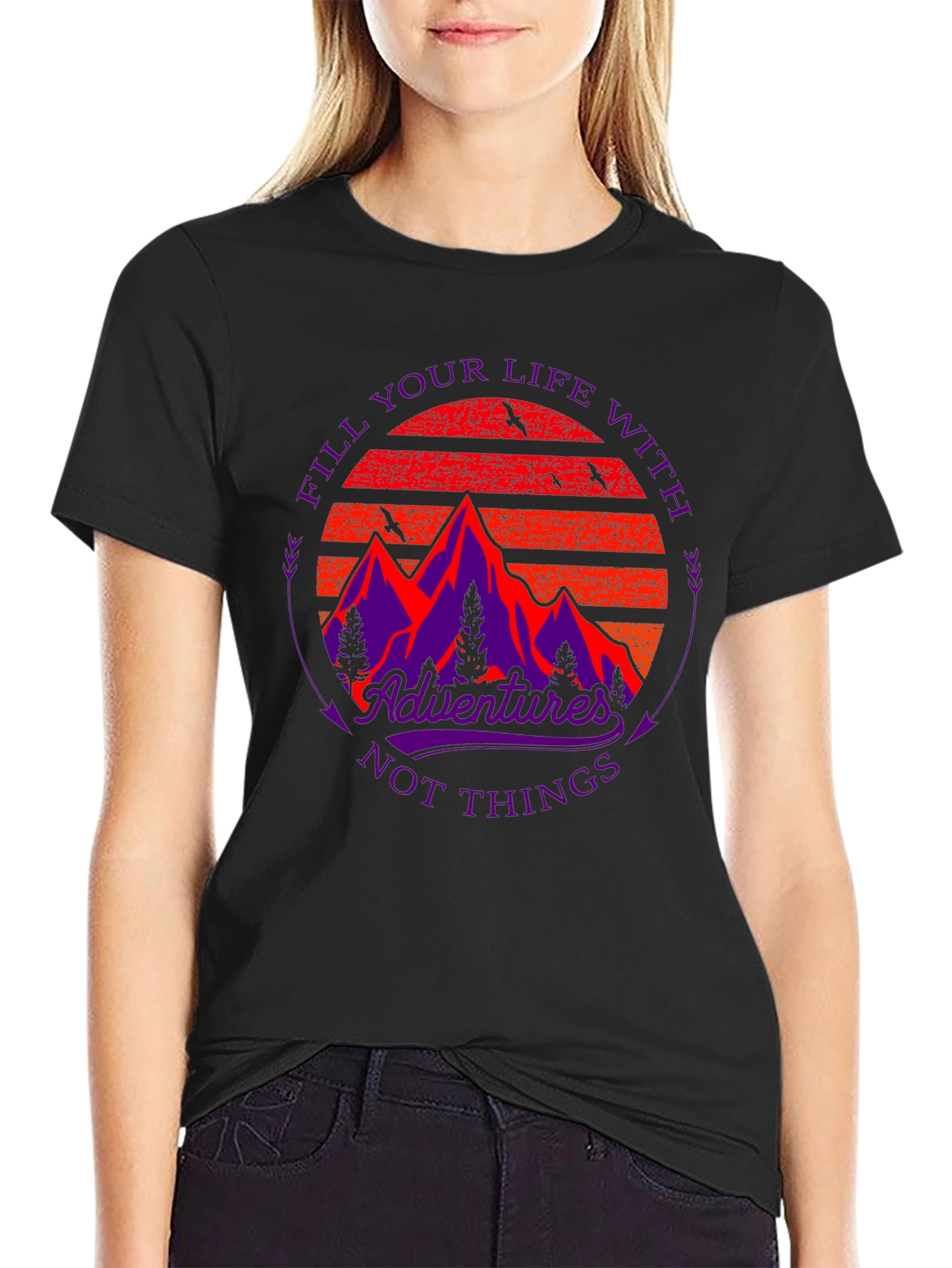 Adventure Graphic Tee - Mountain Sunset Design