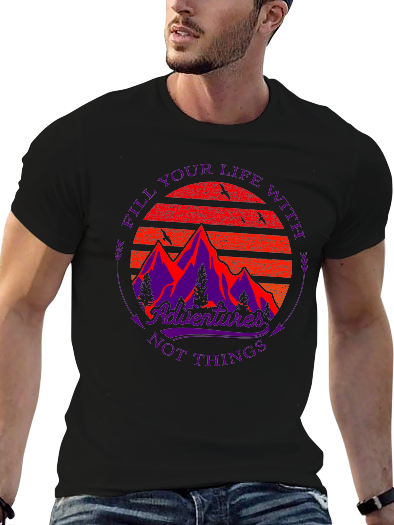 Adventure Graphic Tee - Mountain Sunset Design