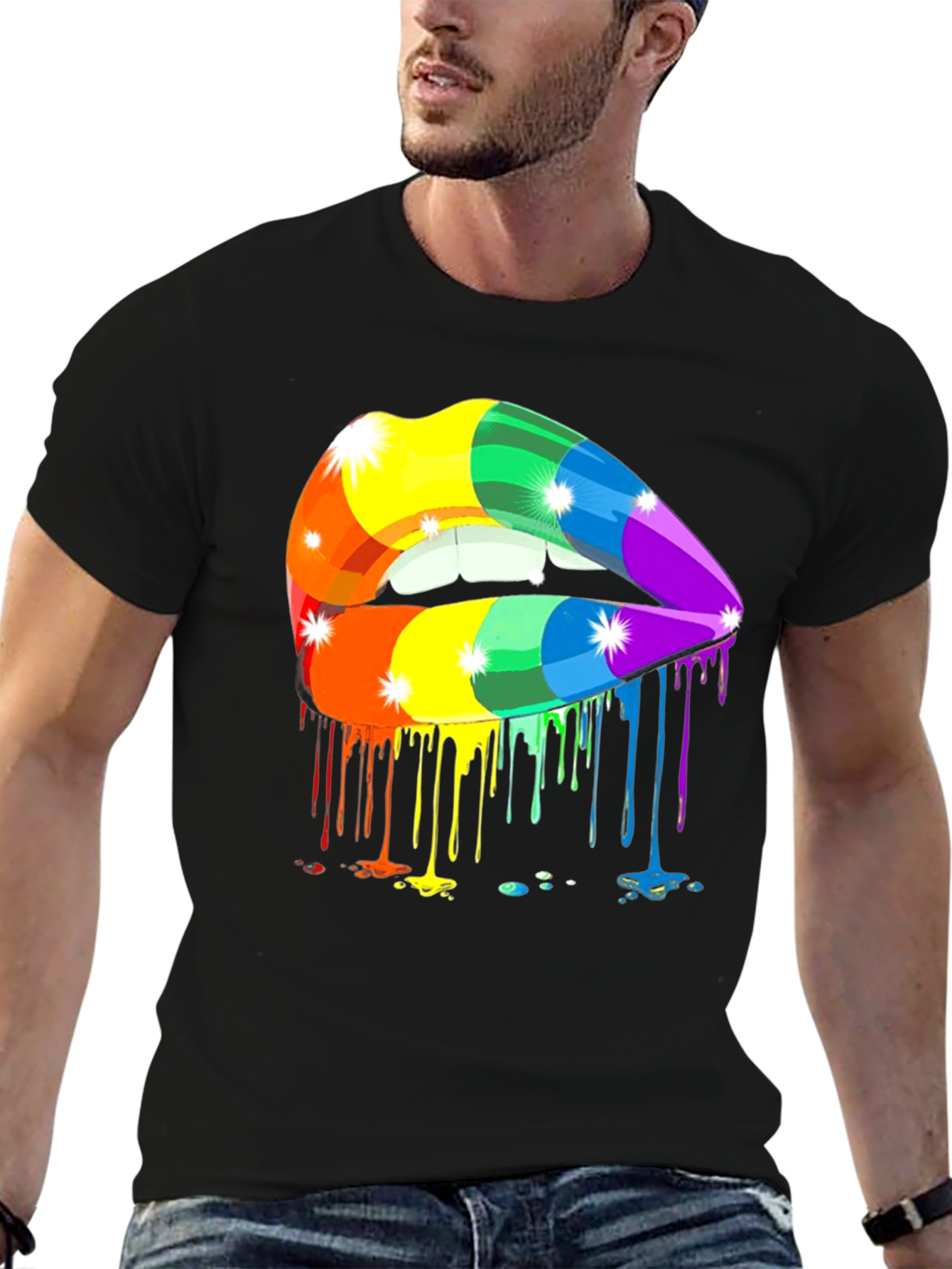 Rainbow Lips Graphic Tee - LGBTQ+ Pride Shirt