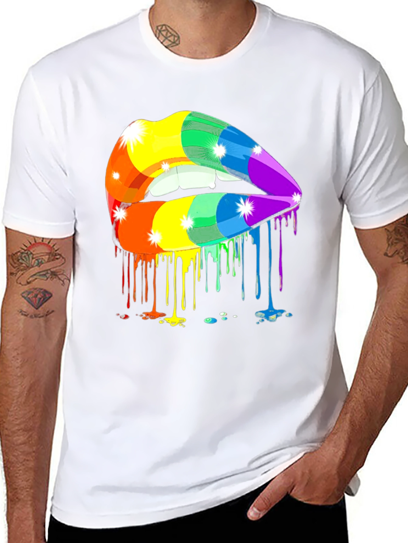 Rainbow Lips Graphic Tee - LGBTQ+ Pride Shirt