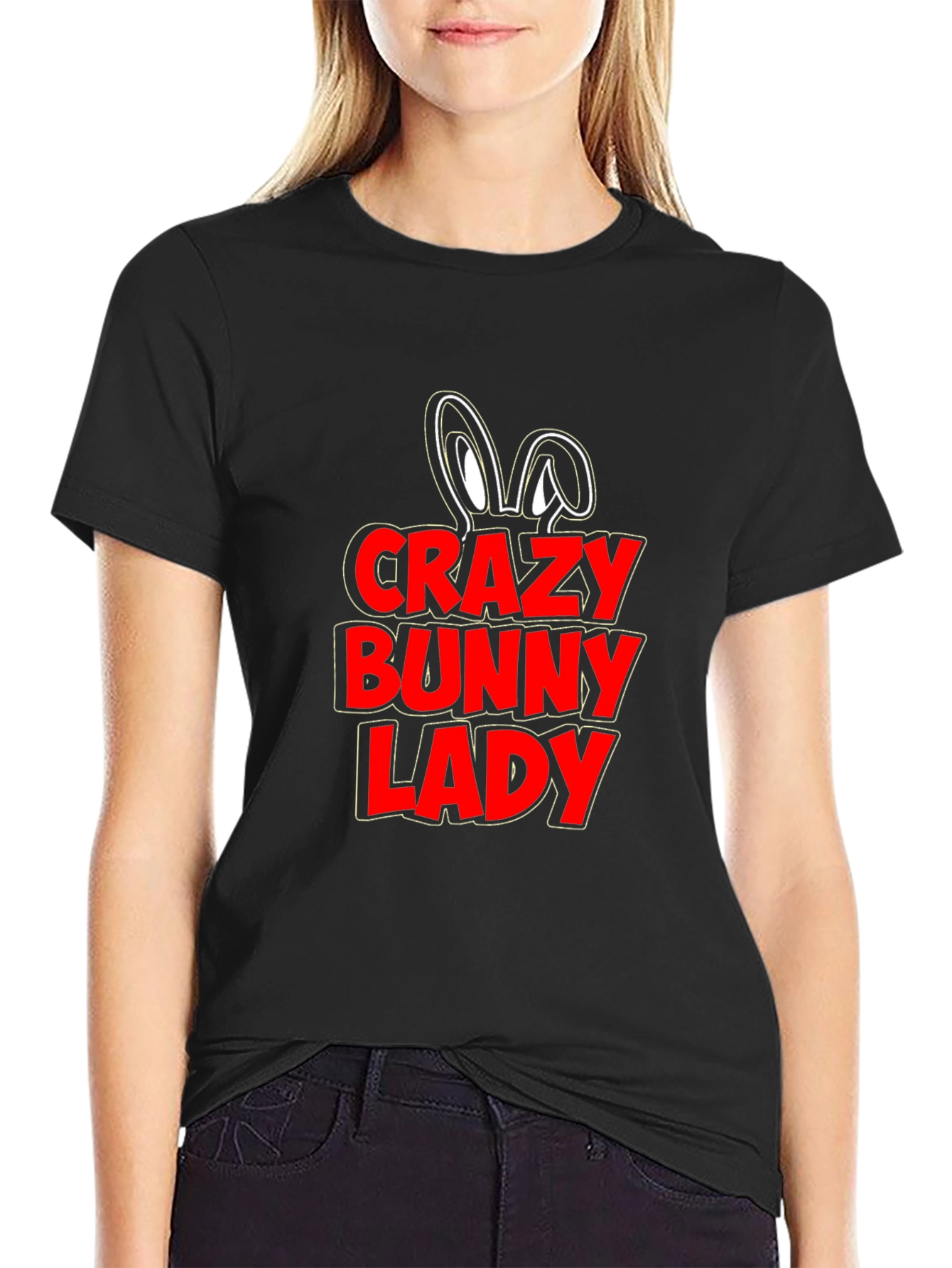 Crazy Bunny Lady T-Shirt - Novelty Graphic Tee